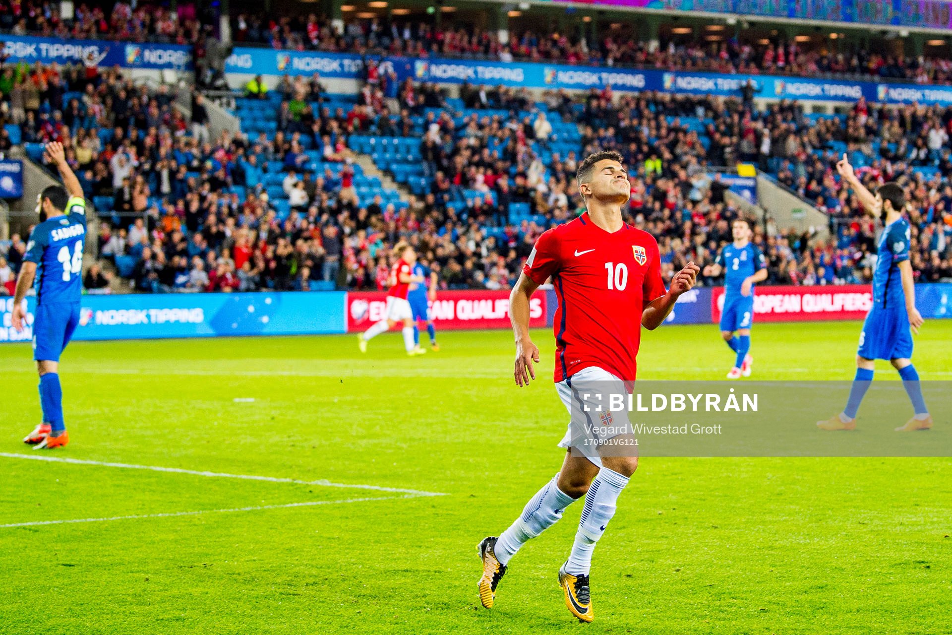 Tarik Elyounoussi of Norway reacts