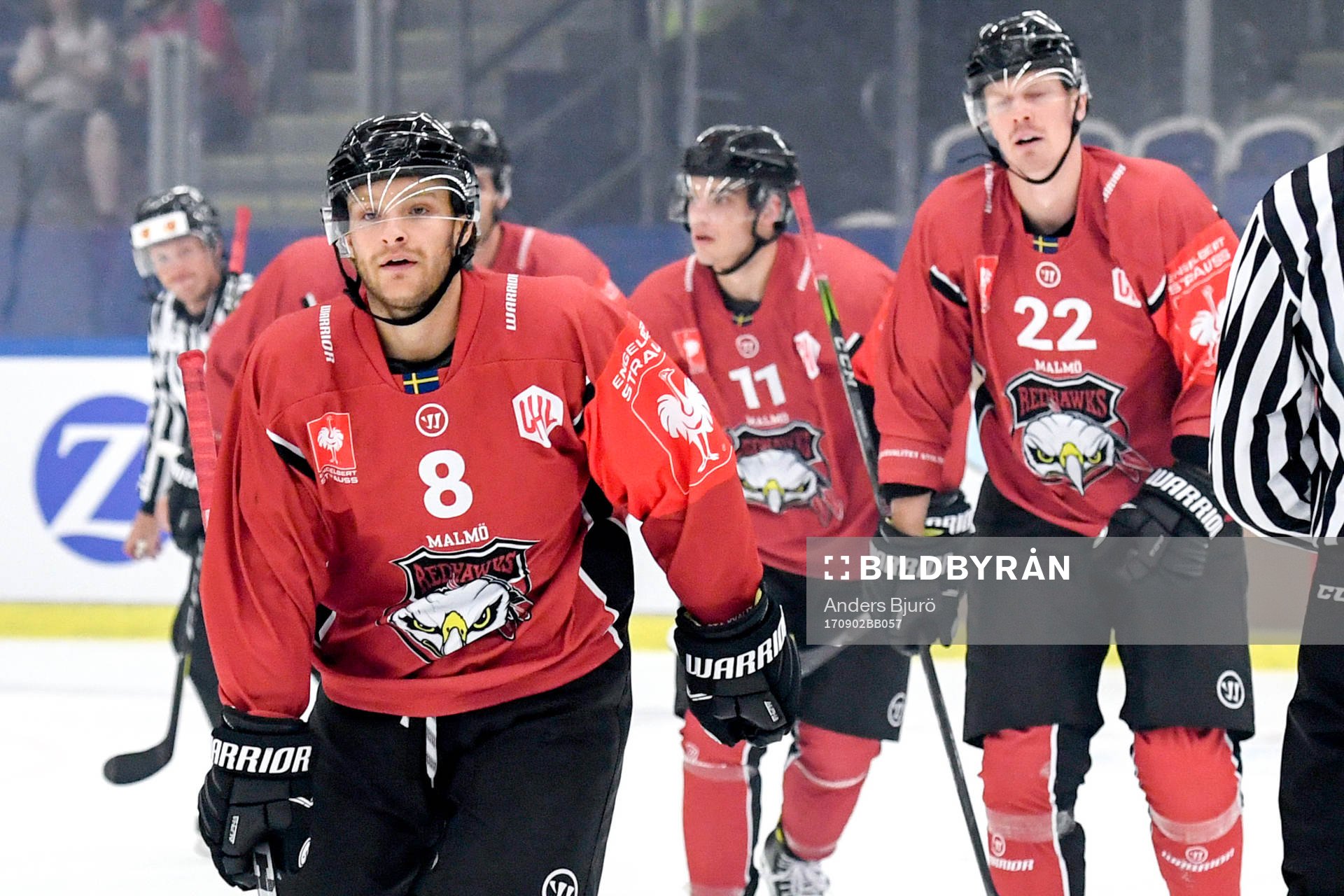 Johan Olofsson celebrates with his teammates
