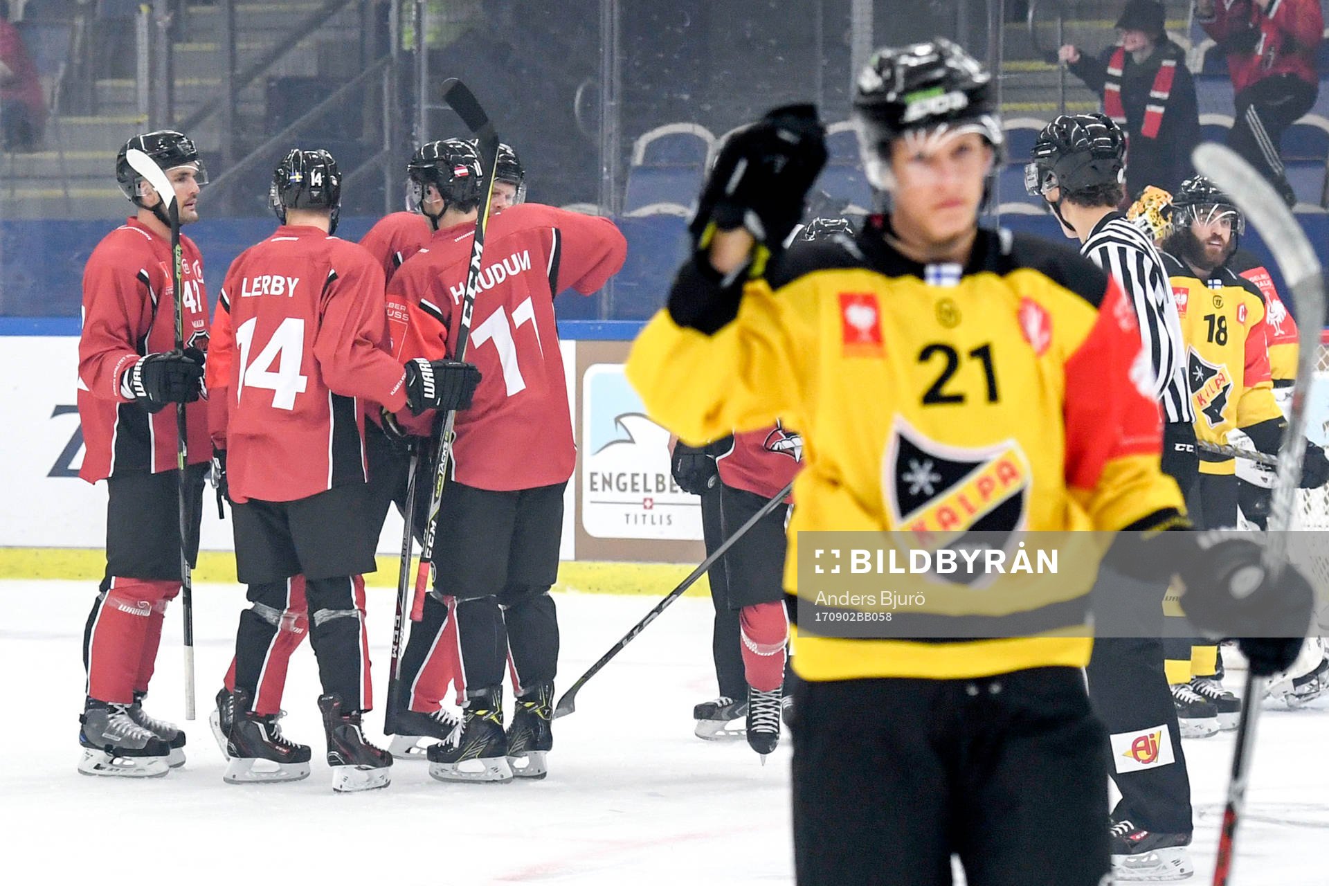 Johan Olofsson celebrates with his teammates