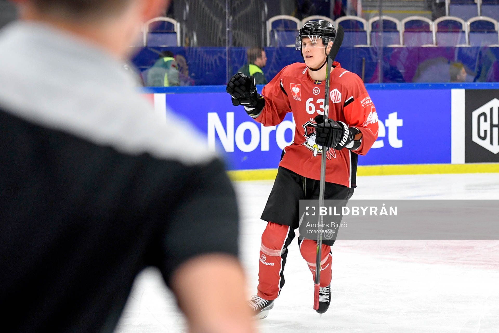 Fredrik Händemark of Malmö Redhawks celebrates with his