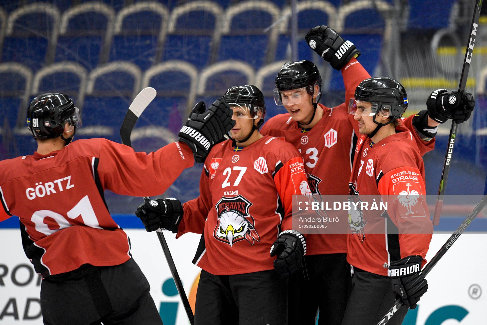 Fredrik Händemark of Malmö Redhawks celebrates with his