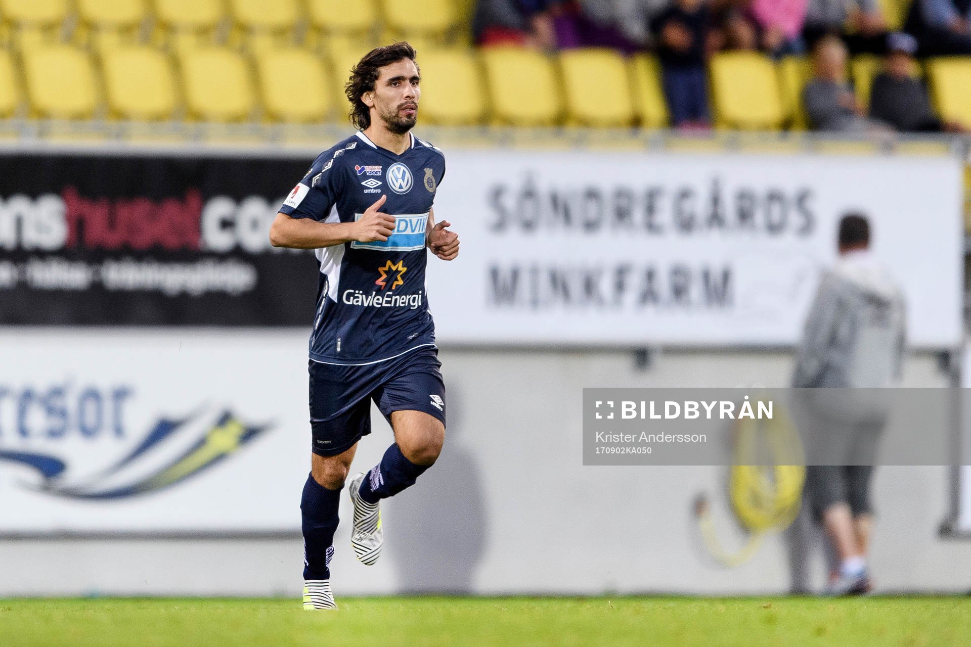 Gefles Juan Diego Gutierrez De las Casa under fotbollsmatchen i Superettan mellan Falkenberg och Gefle den 2 september 2017 i Falkenberg.