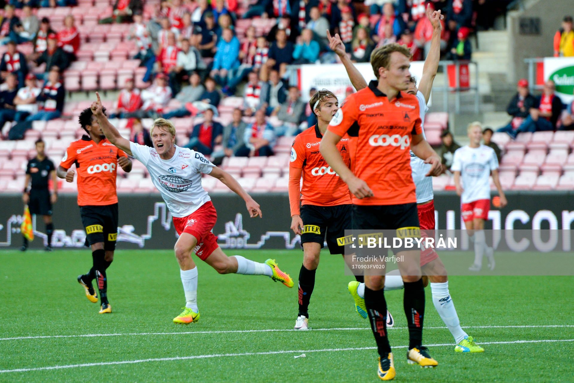 Filip Johansen Westgård of Fredrikstad celebrates with his