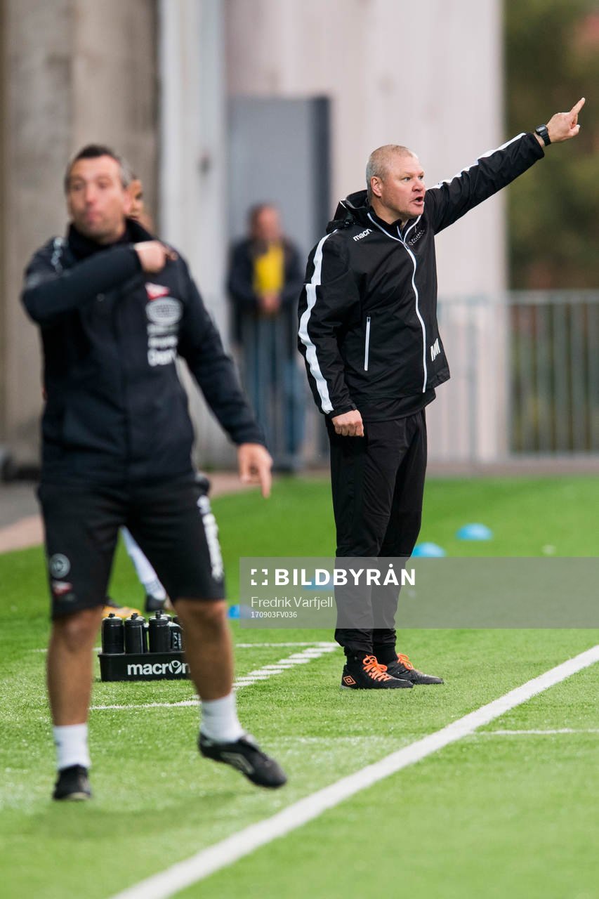 Coach Andrea Loberto of Fredrikstad and coach Mons Ivar