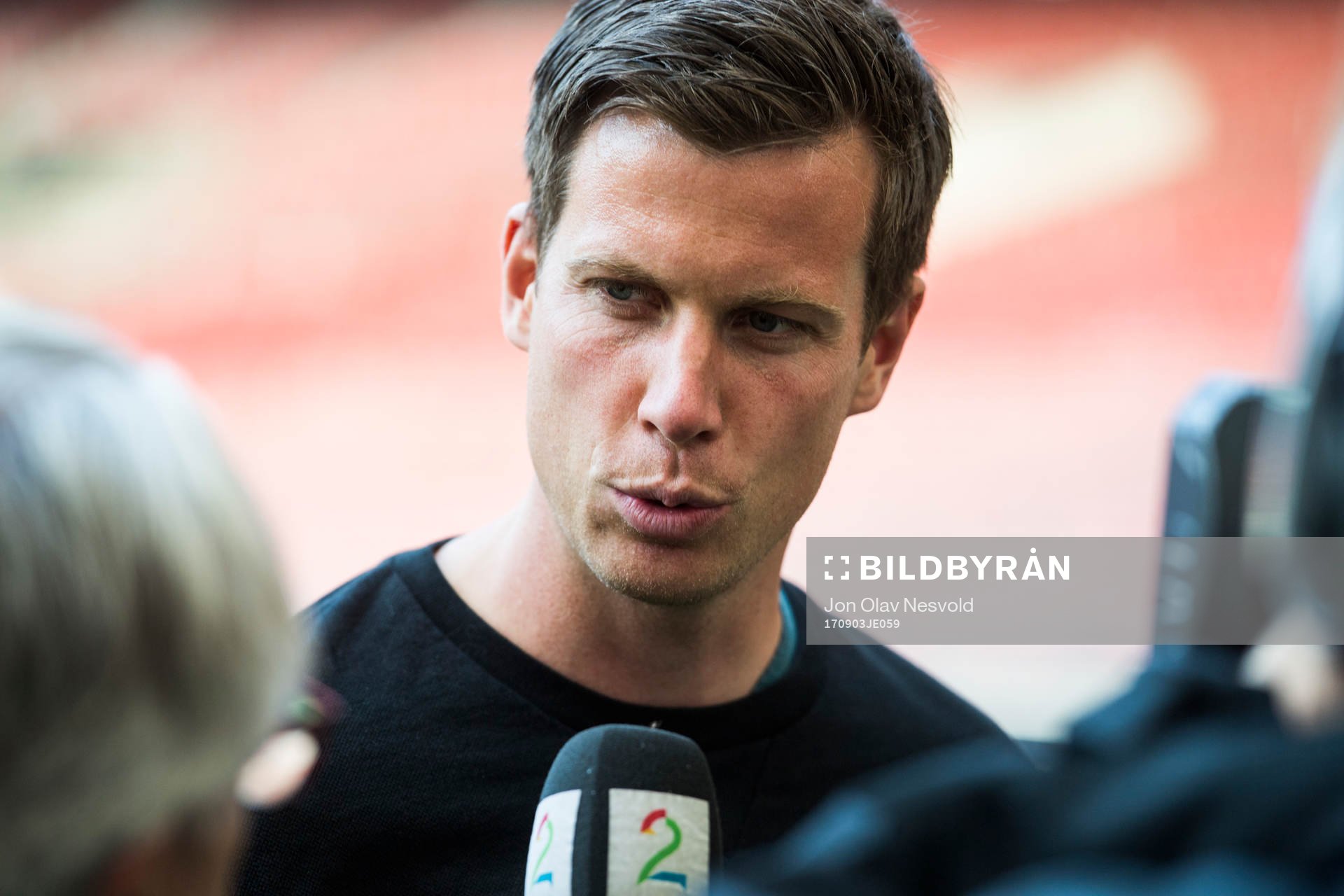 Jesper Mathisen, TV 2 pundit, during a training session on September 3, 2017 in Stuttgart.