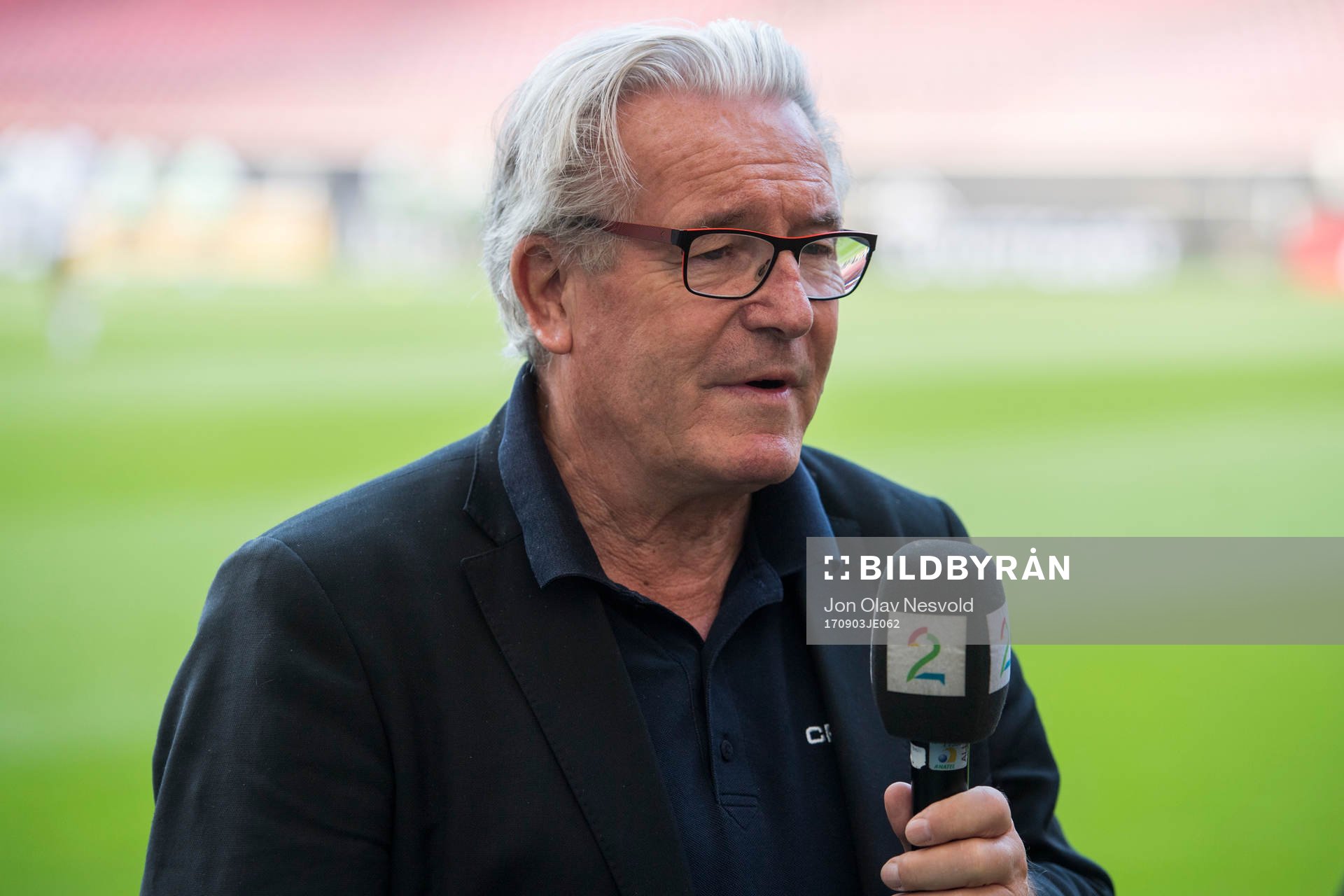 Davy Wathne, reporter at TV 2, during a training session on September 3, 2017 in Stuttgart.
