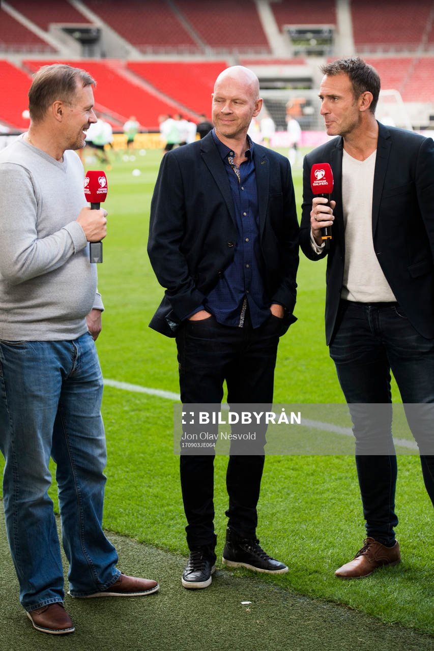 Kjetil Rekdal, Henning Berg and Carsten Skjelbreid at SBS Discovery, during a training session on September 3, 2017 in Stuttgart.