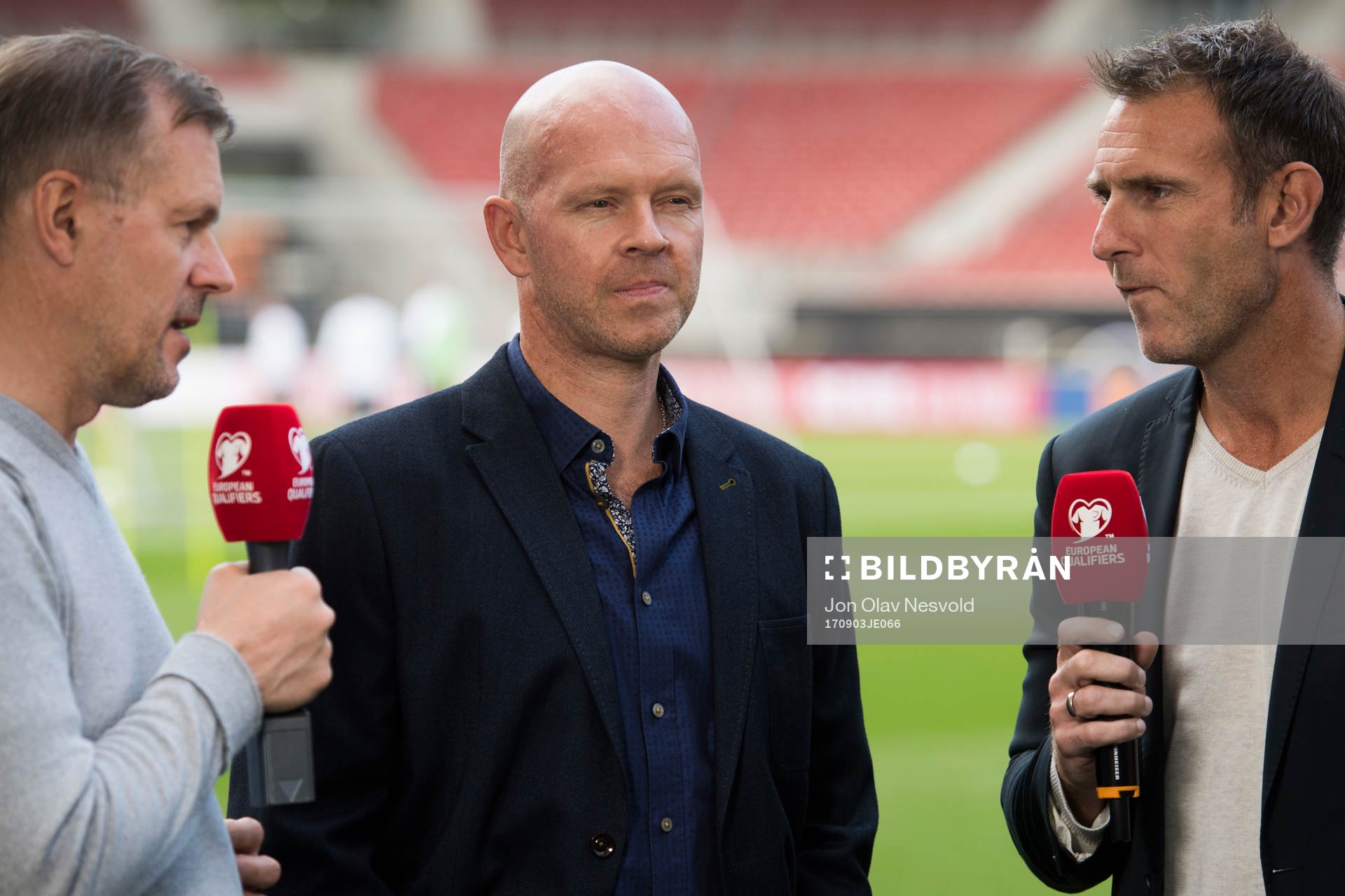Kjetil Rekdal, Henning Berg and Carsten Skjelbreid at SBS Discovery, during a training session on September 3, 2017 in Stuttgart.