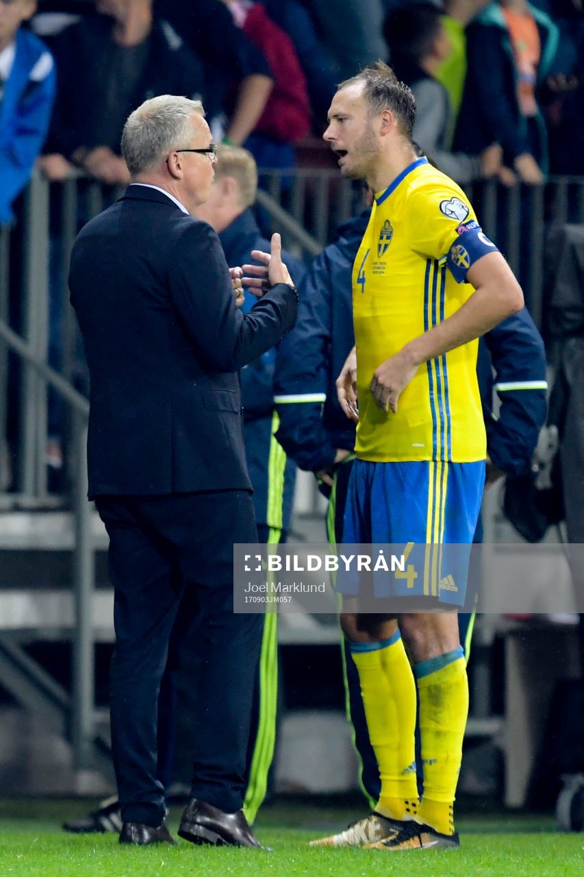 Sveriges förbundskapten Janne Andersson och Andreas