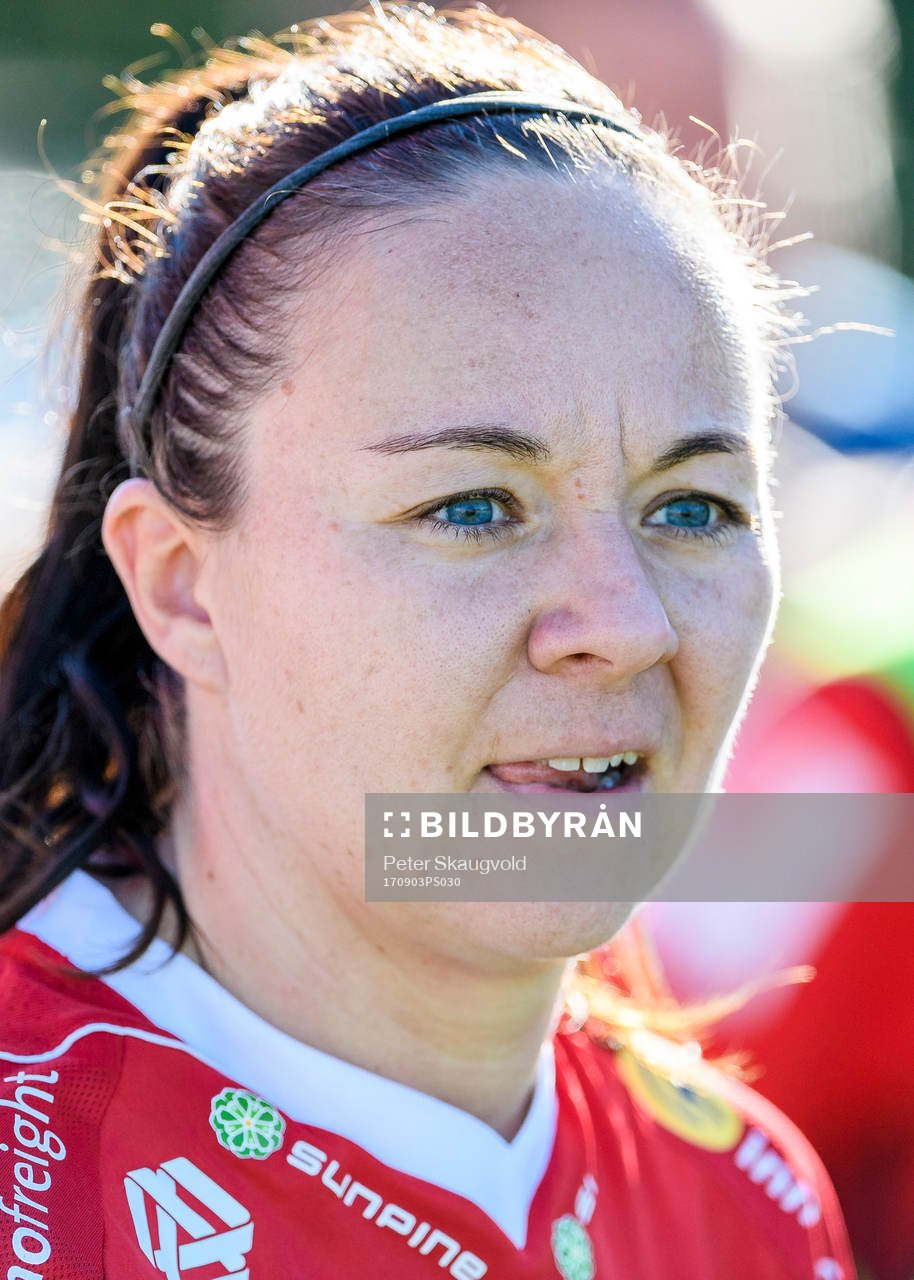 Piteås June Pedersen under fotbollsmatchen i Damallsvenskan mellan Piteå och Kristianstad den 3 September 2017 i Piteå.