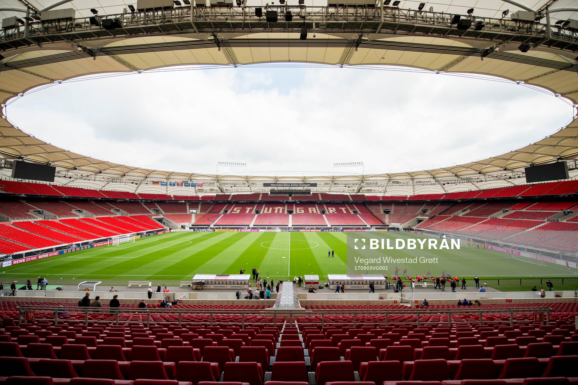 General view of Mercedes-Benz Arena during a training session on September 3, 2017 in Stuttgart.