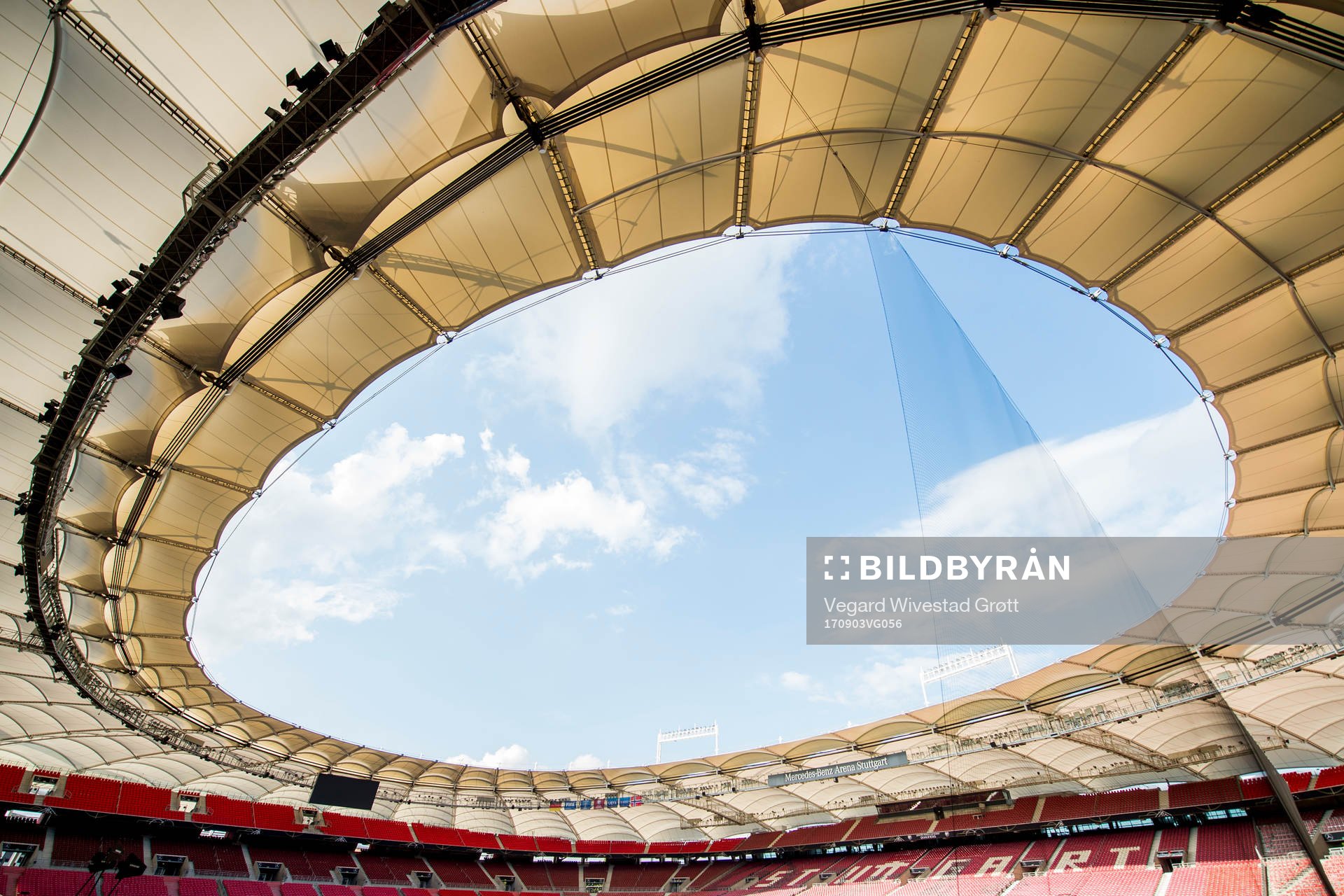 General view of Mercedes-Benz Arena during a training session on September 3, 2017 in Stuttgart.