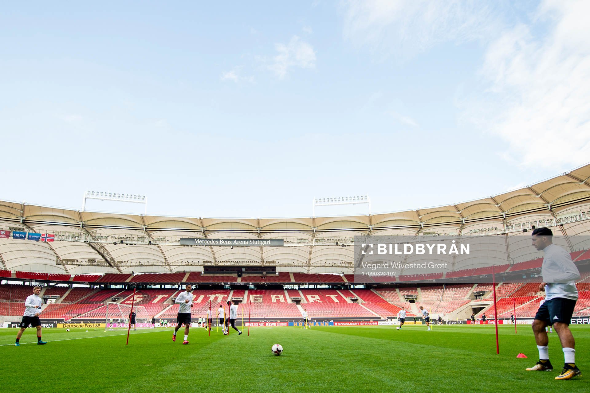 General view of Mercedes-Benz Arena during a Germany training session on September 3, 2017 in Stuttgart.