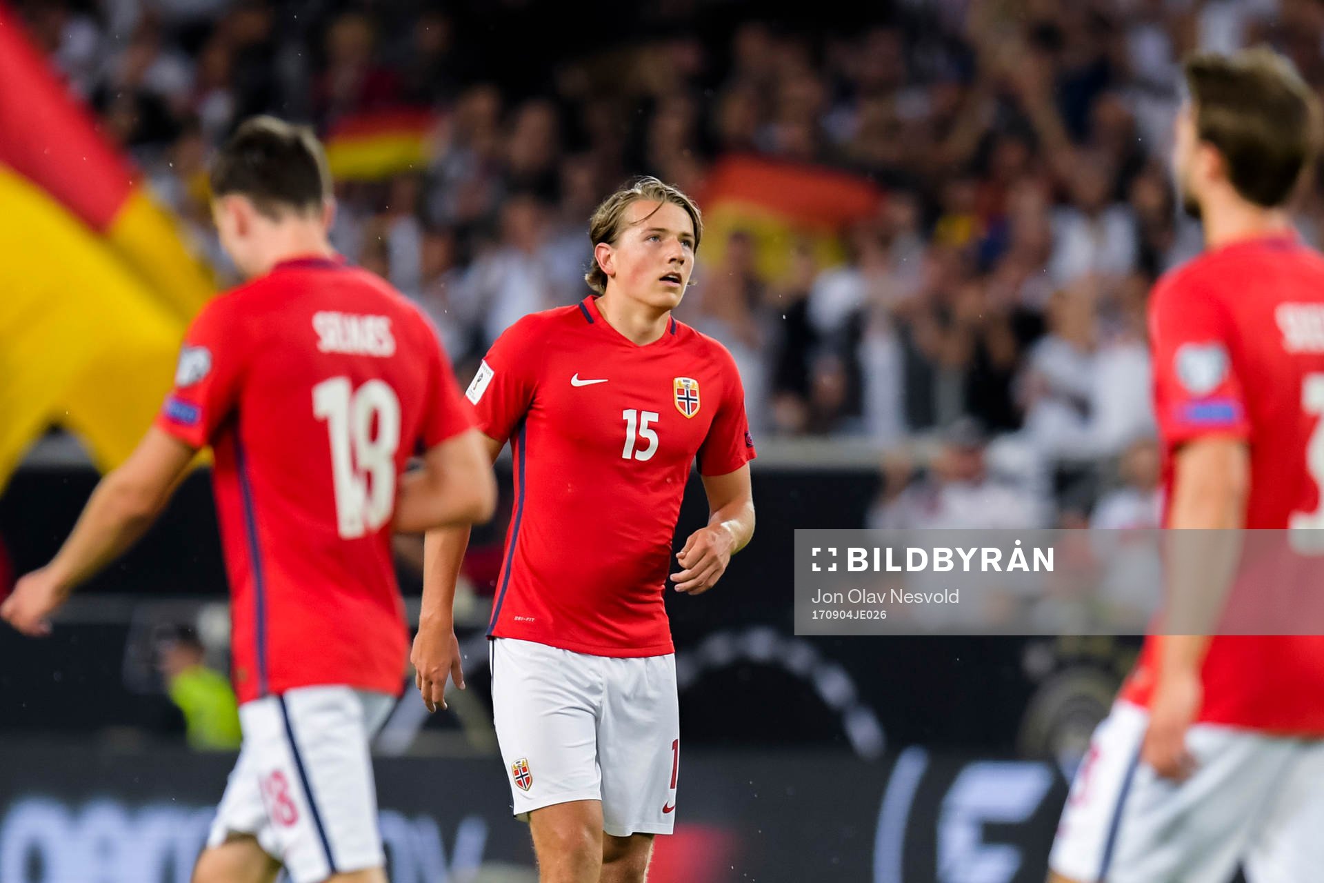 Sander Berge of Norway looks dejected