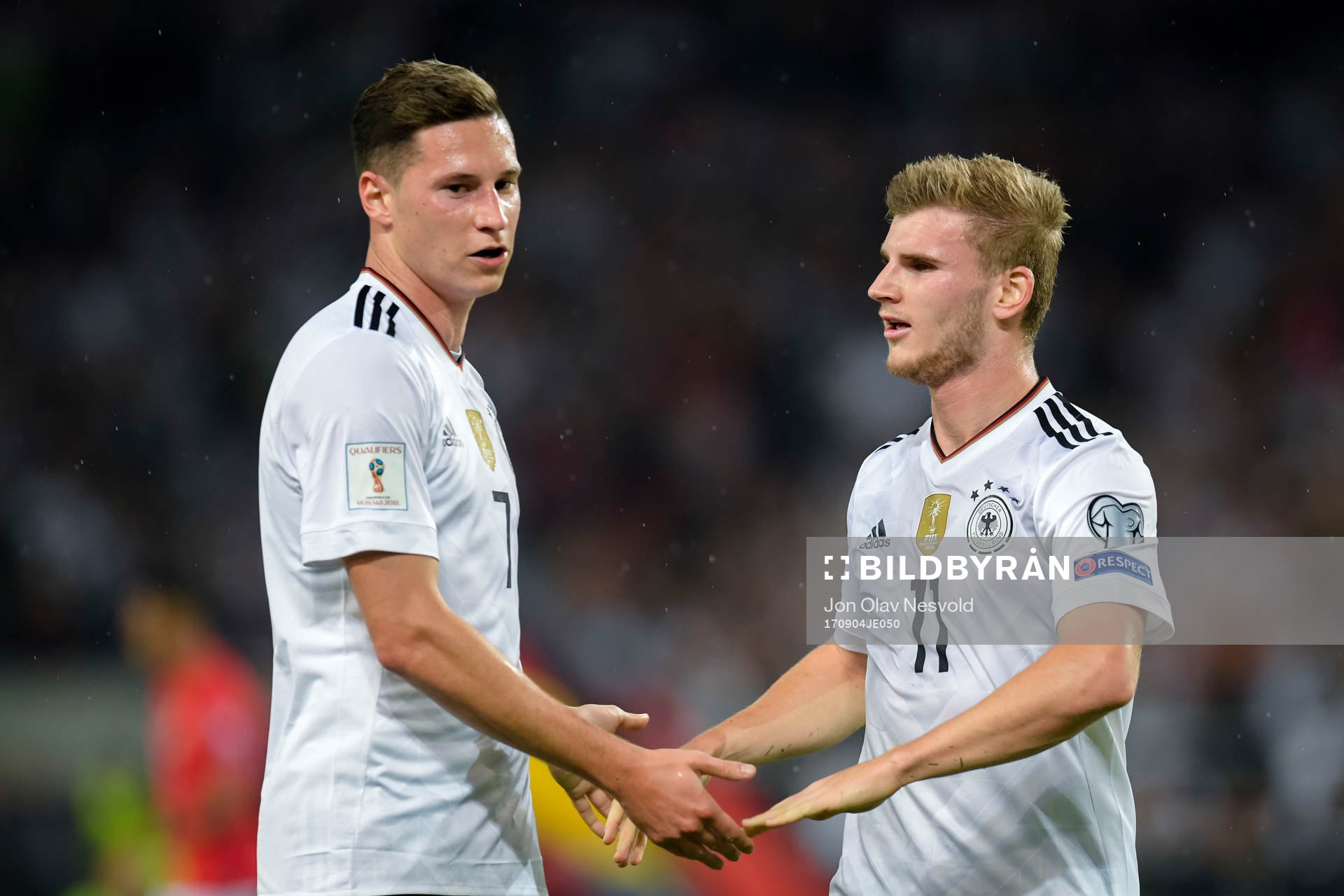 Julian Draxler and Timo Werner of Germany celebrates the