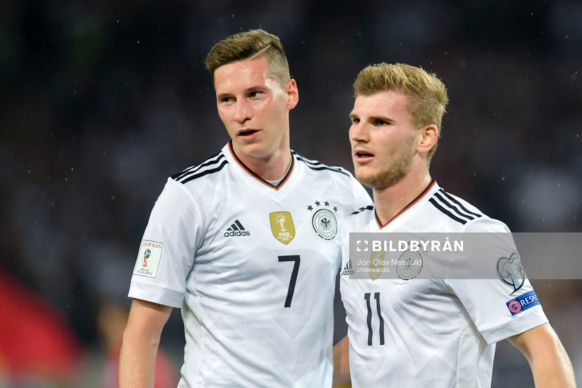 Julian Draxler and Timo Werner of Germany celebrates the