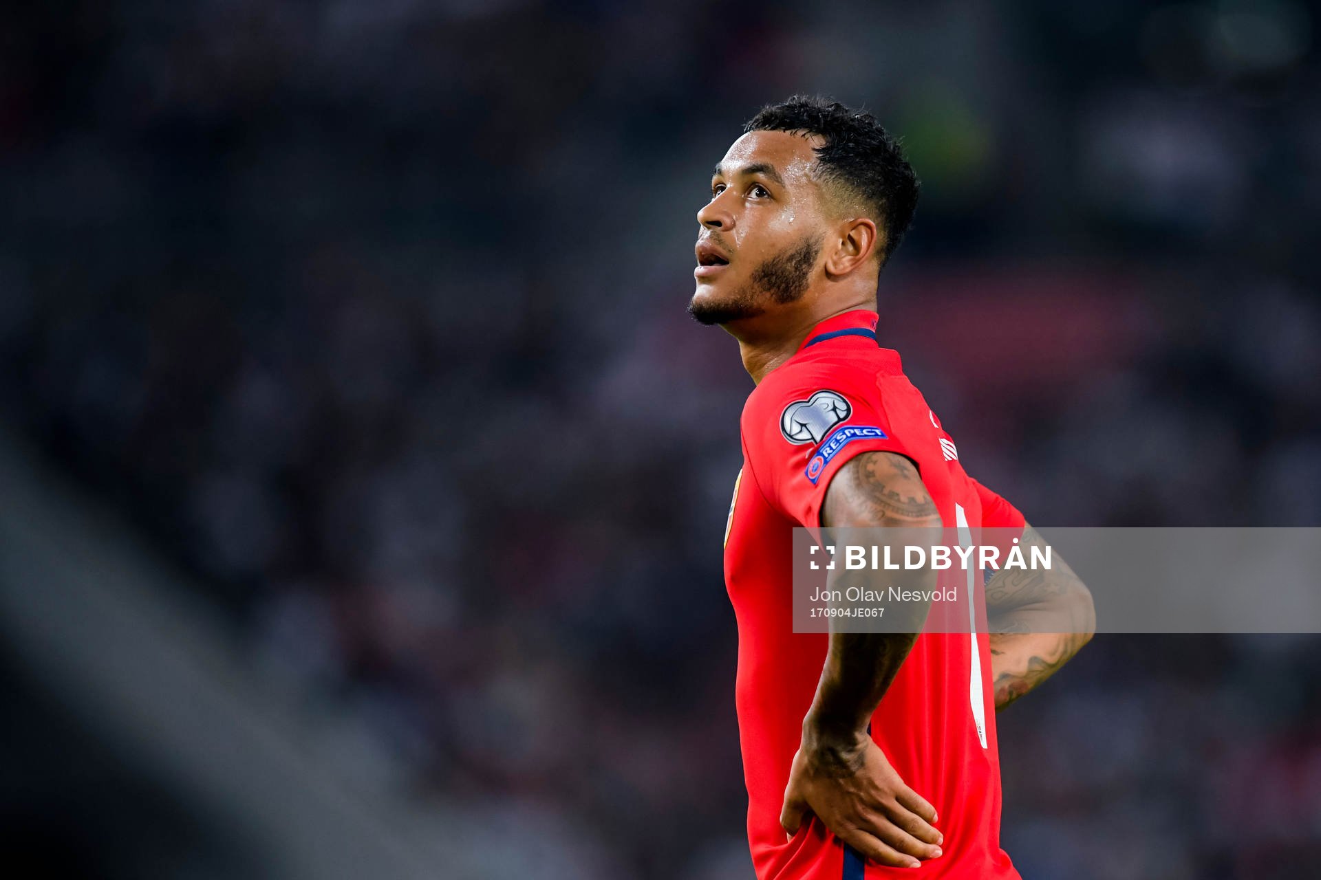 Joshua King of Norway looks dejected