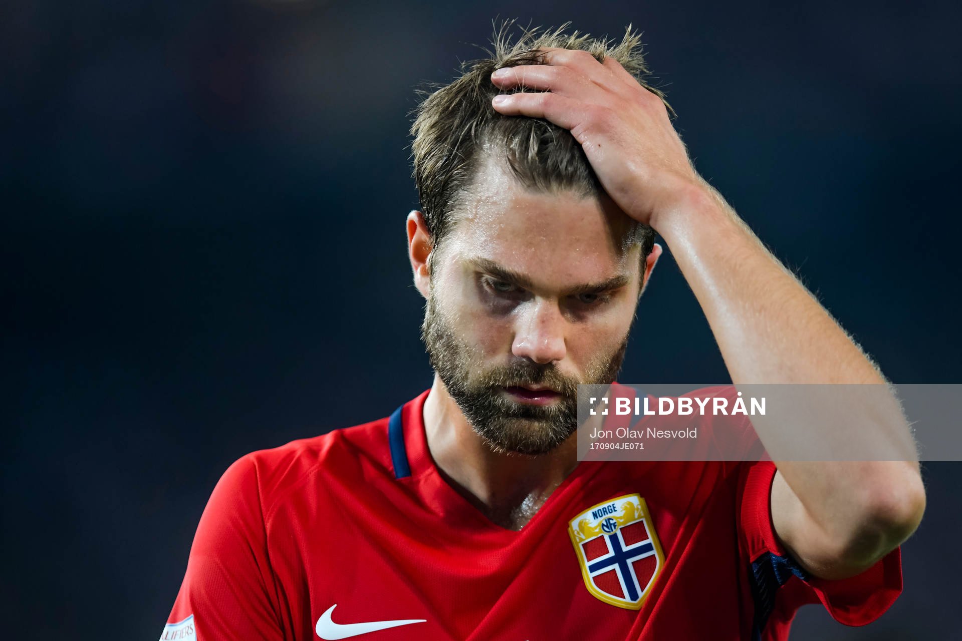 Jørgen Skjelvik of Norway looks dejected
