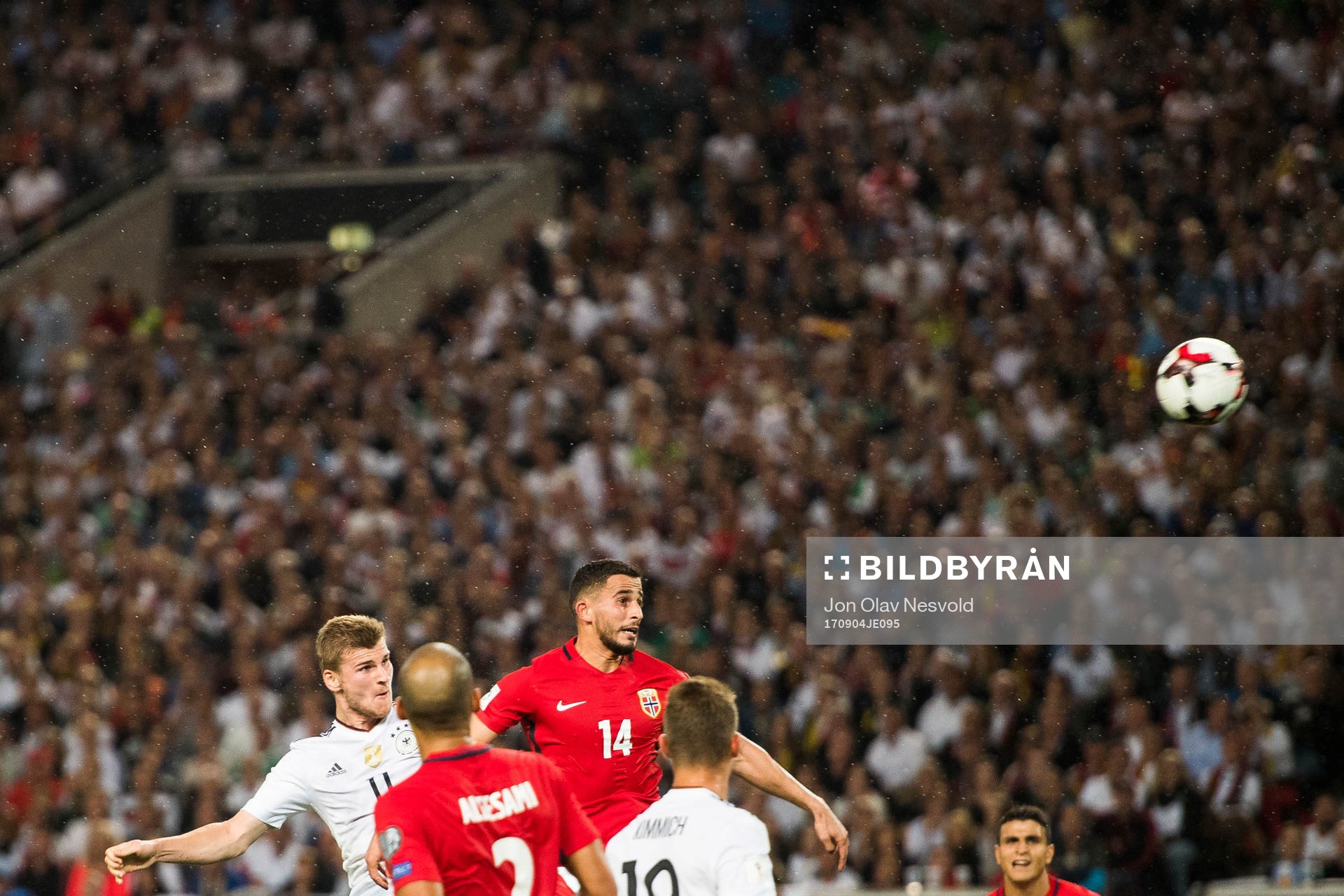 Timo Werner of Germany and Omar Elabdellaoui of Norway