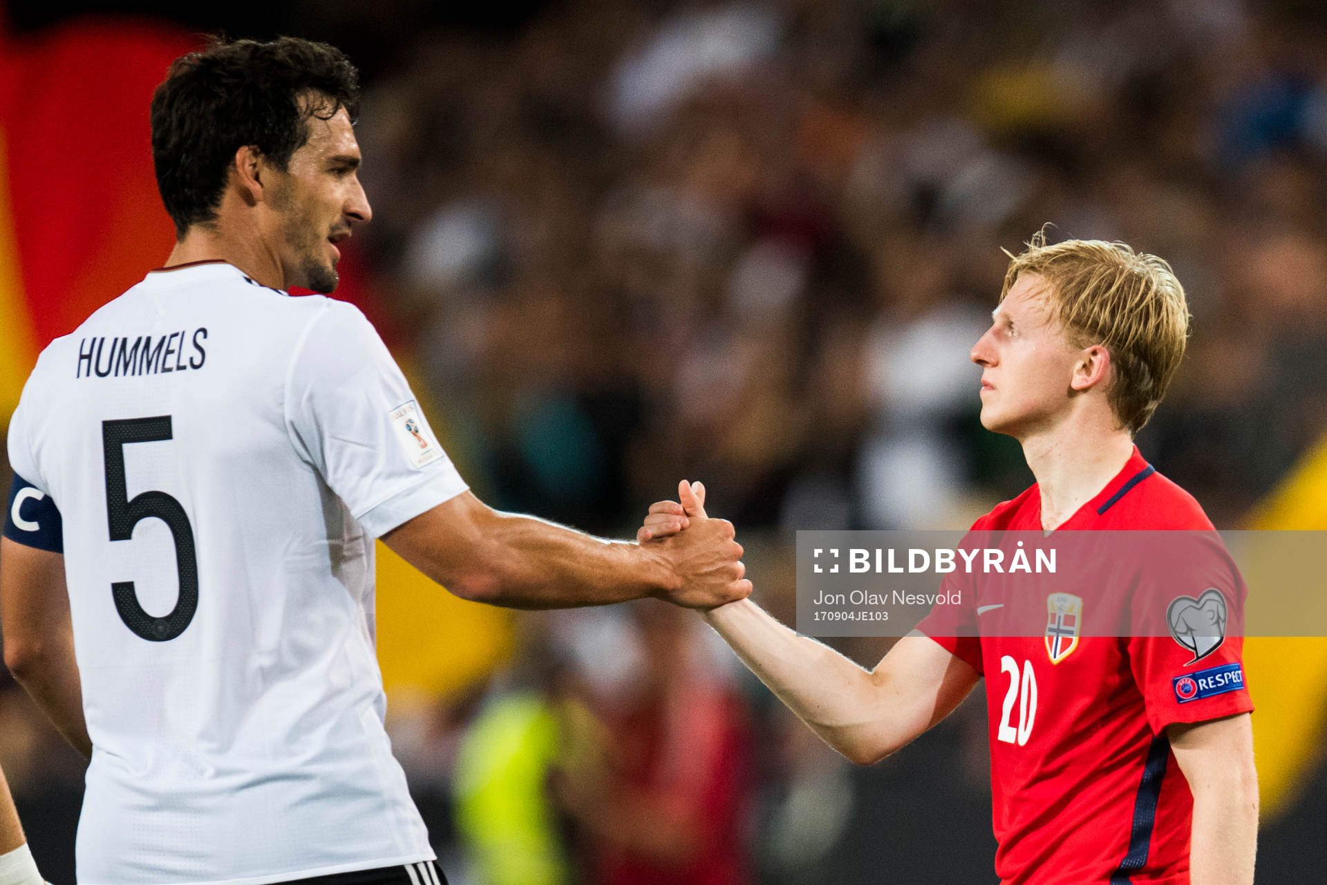 Mats Hummels of Germany and Mats Møller Dæhli of Norway