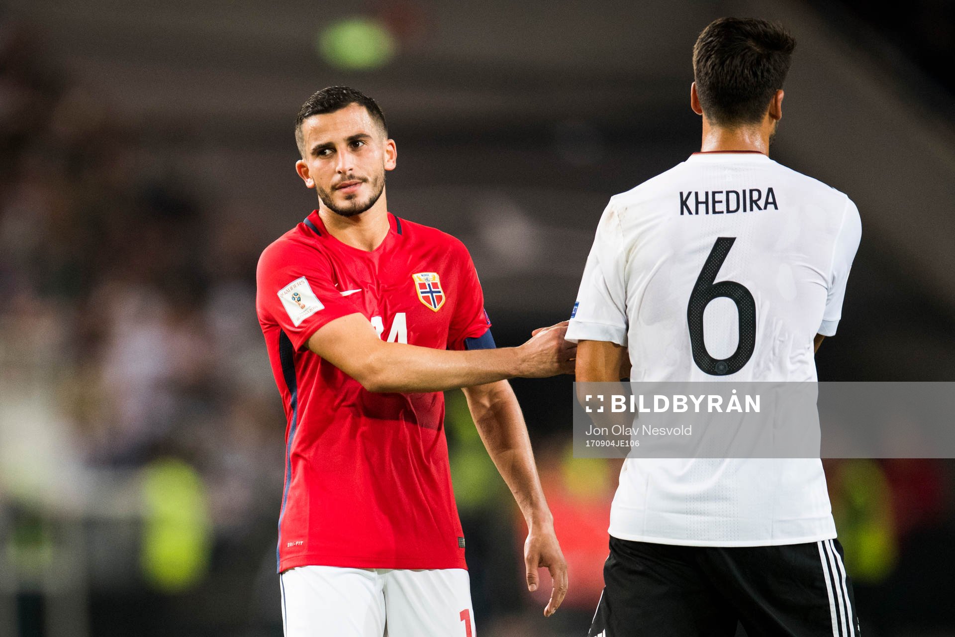 Omar Elabdellaoui of Norway and Sami Khedira of Germany
