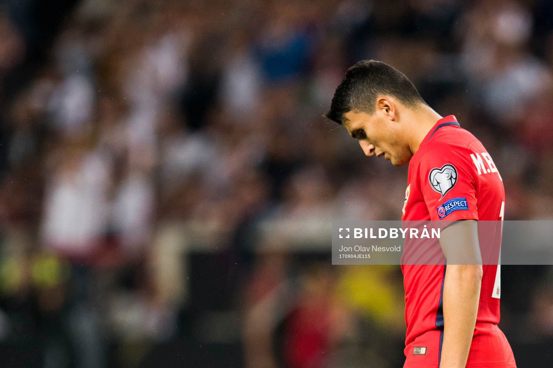 Mohamed Elyounoussi of Norway looks dejected