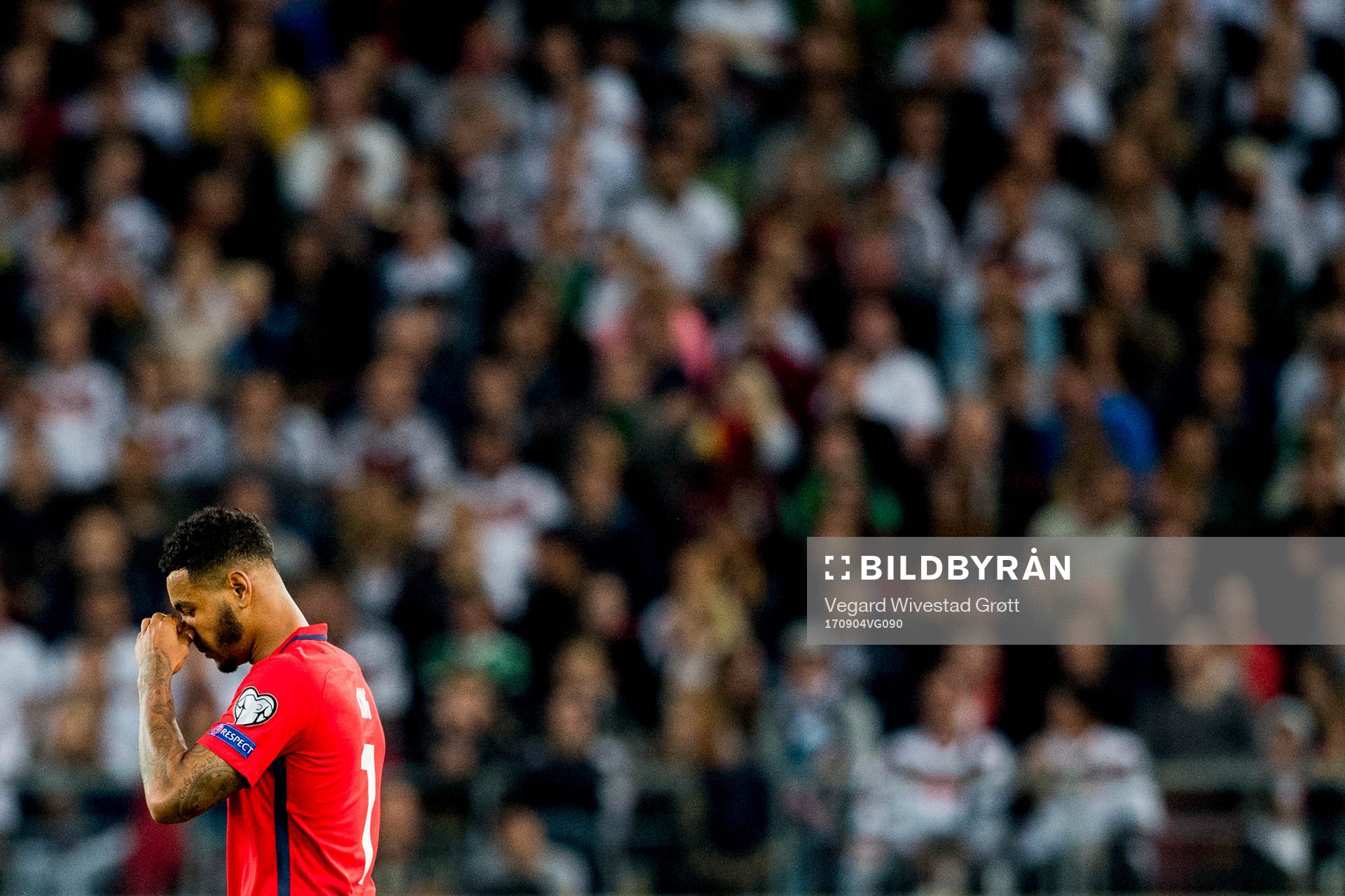Joshua King of Norway looks dejected