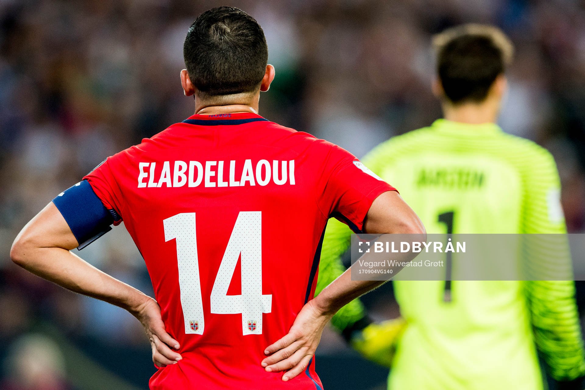 Omar Elabdellaoui and goalkeeper Rune Almenning Jarstein of