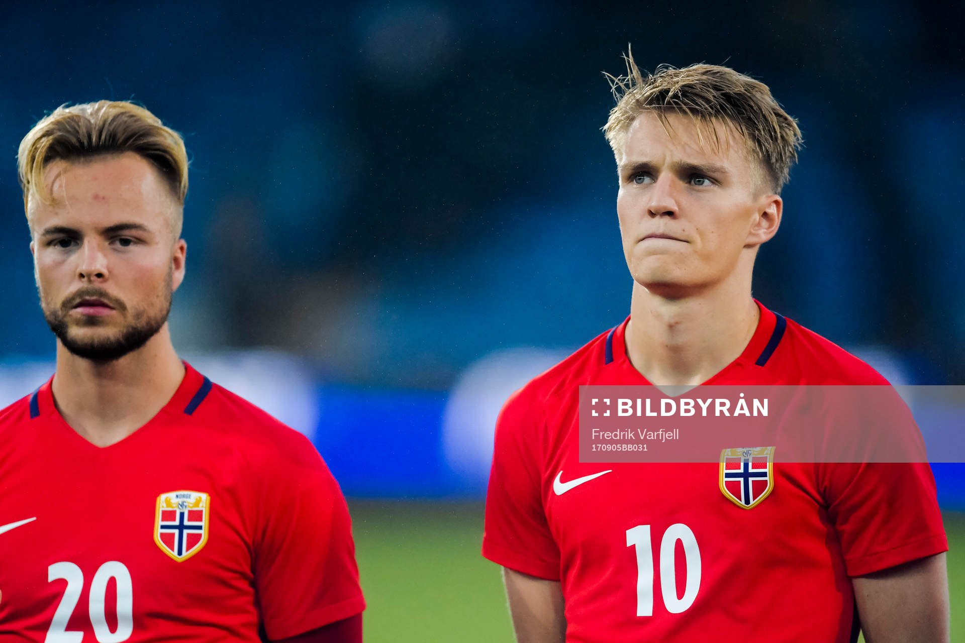 Sander Svendsen and Martin Ødegaard of Norway prior the