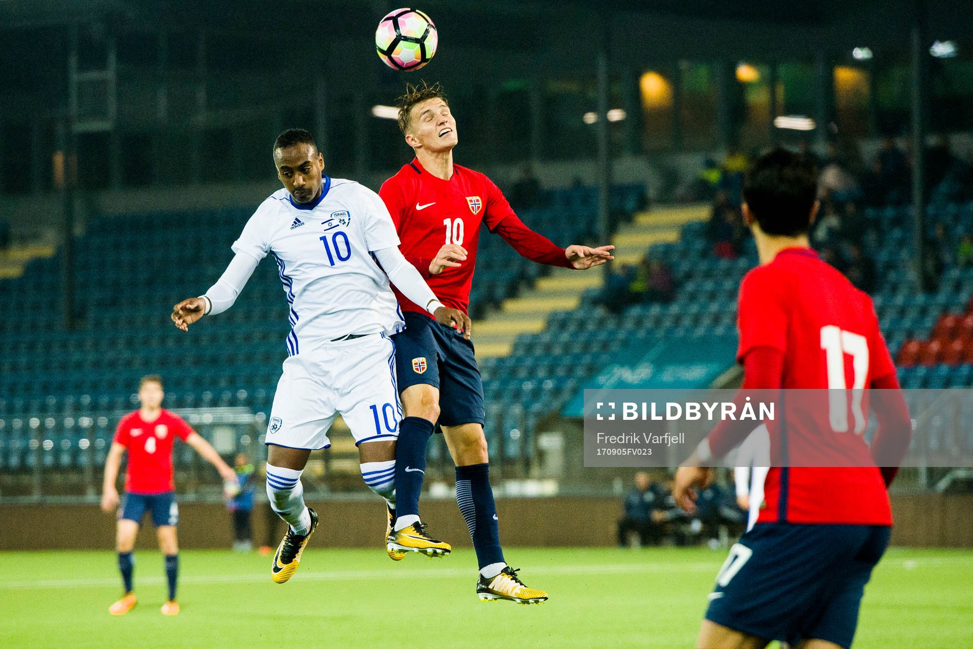 Lior Einbrom of Israel and Martin Ødegaard of Norway