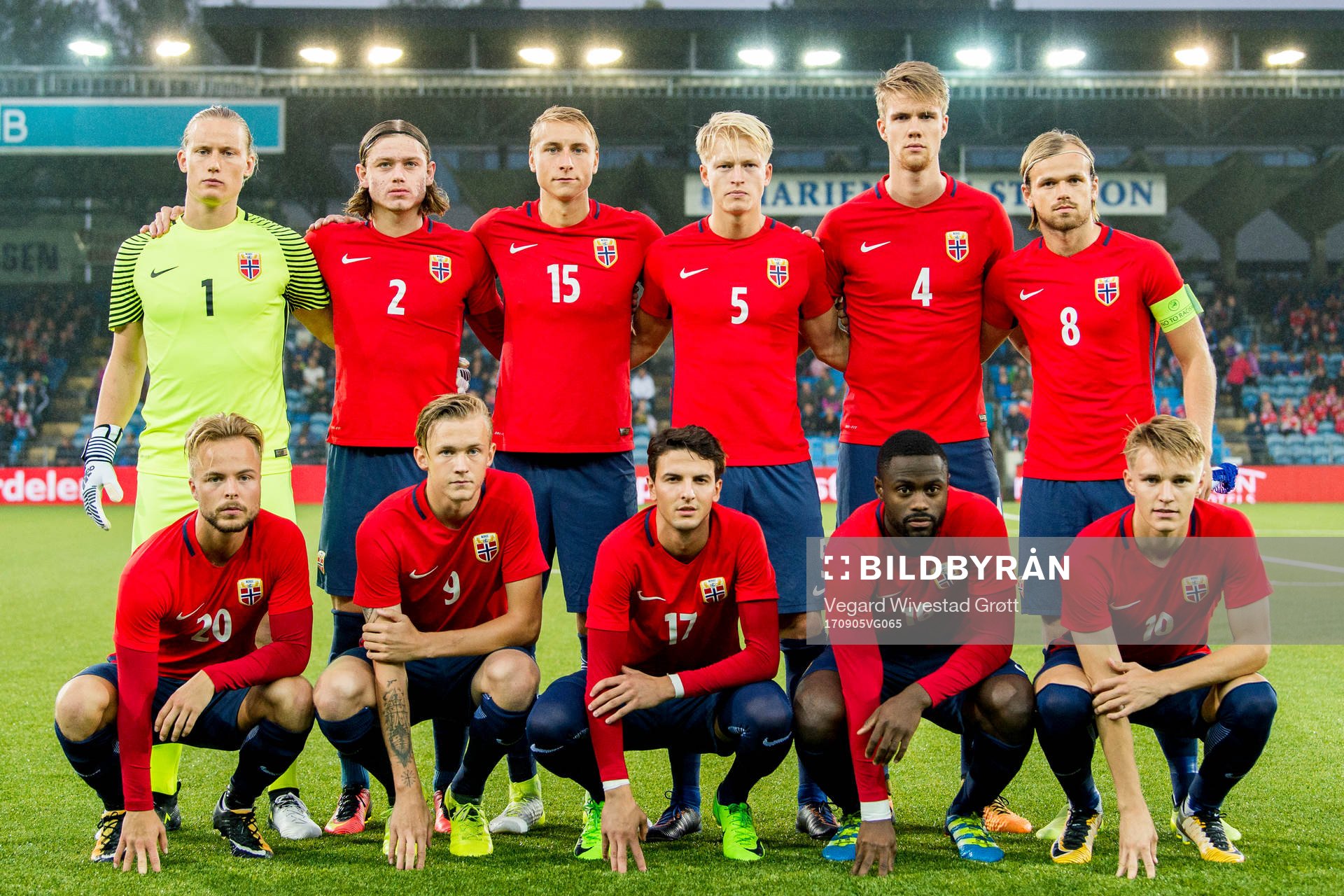 Norway's starting eleven pose for a team photo
