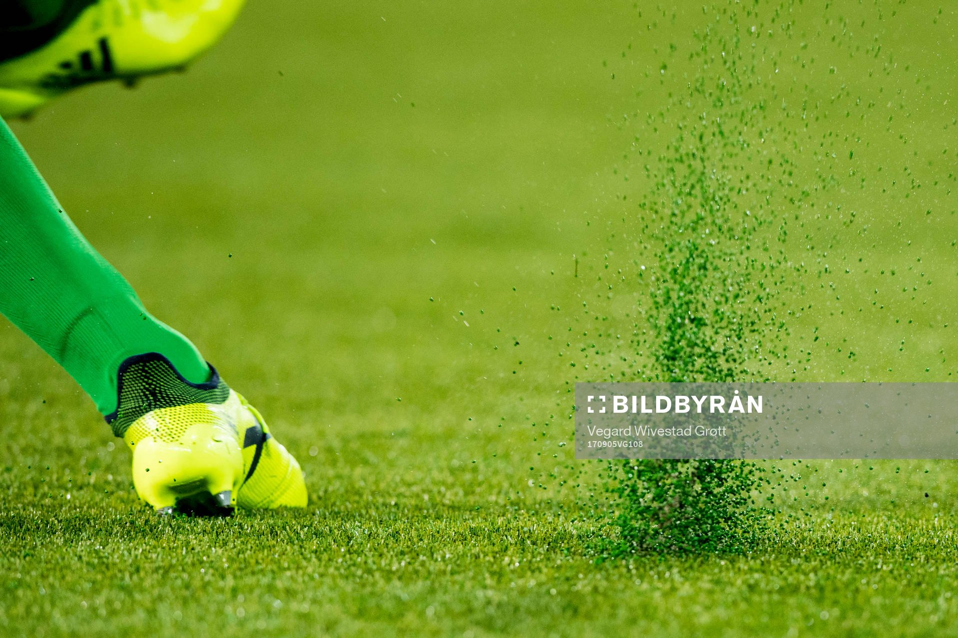 A goalkeeper has kicked the ball
