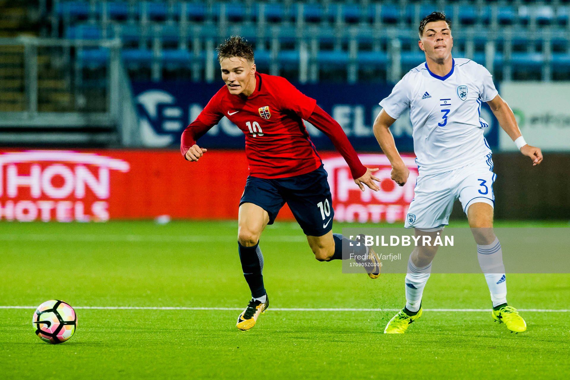 Martin Ødegaard of Norway and Shay Pinhas Ben David of