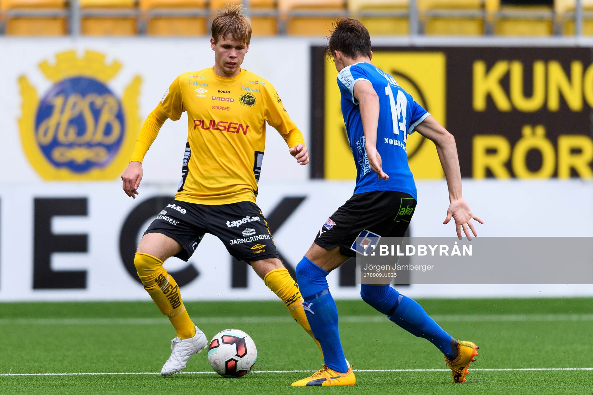 Elfsborgs Anton Thorsson under fotbollsmatchen i U19 Allsvenskan mellan Elfsborg och Halmstad den 9 september 2017 i Borås.
