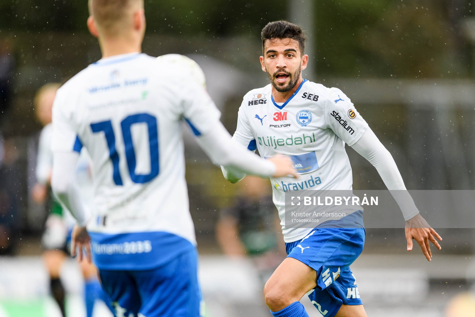 Värnamos Paulo Marcelo Souza Alves under fotbollsmatchen i Superettan mellan Varberg och Värnamo den 9 september 2017 i Varberg.