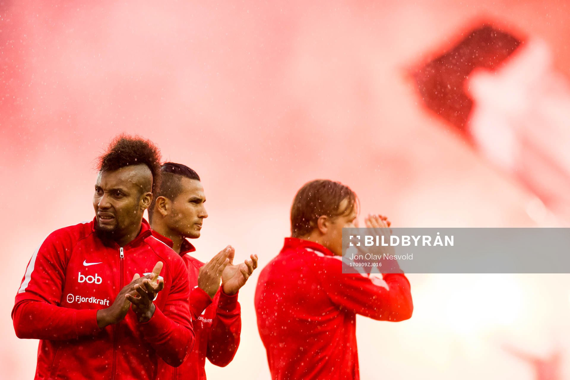Bismar Acosta, Deyver Vega and Fredrik Haugen of Brann