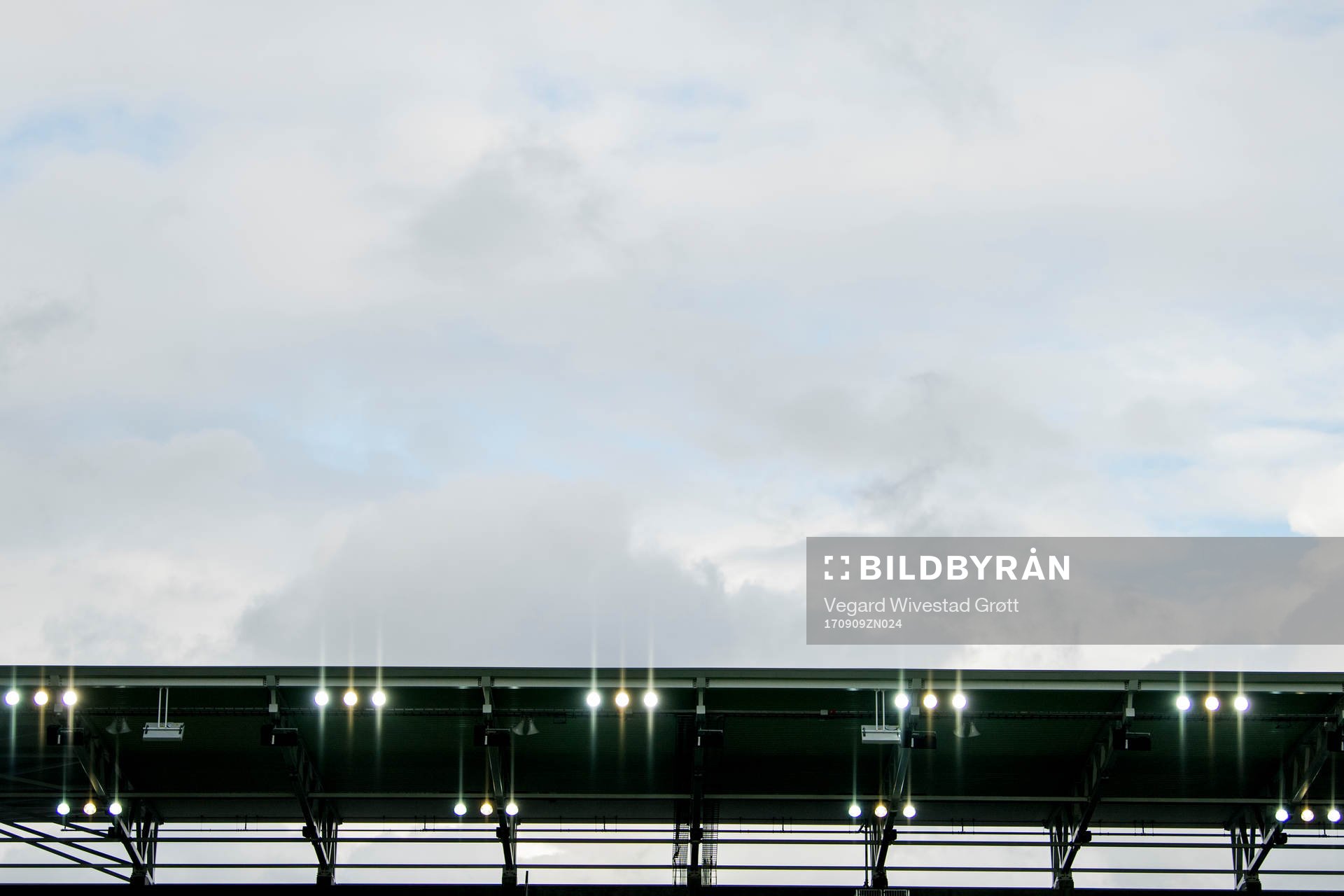 Floodlights at the stadium