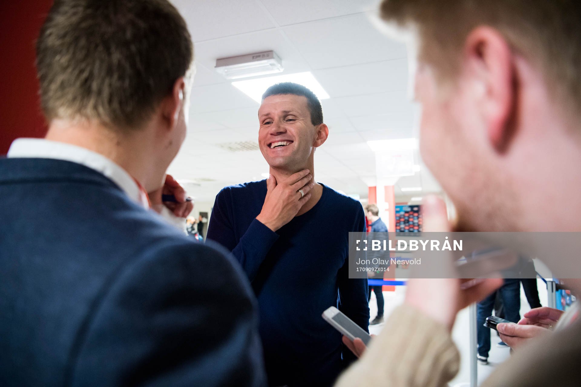 Eirik Bakke, head coach of Sogndal, speaks with media