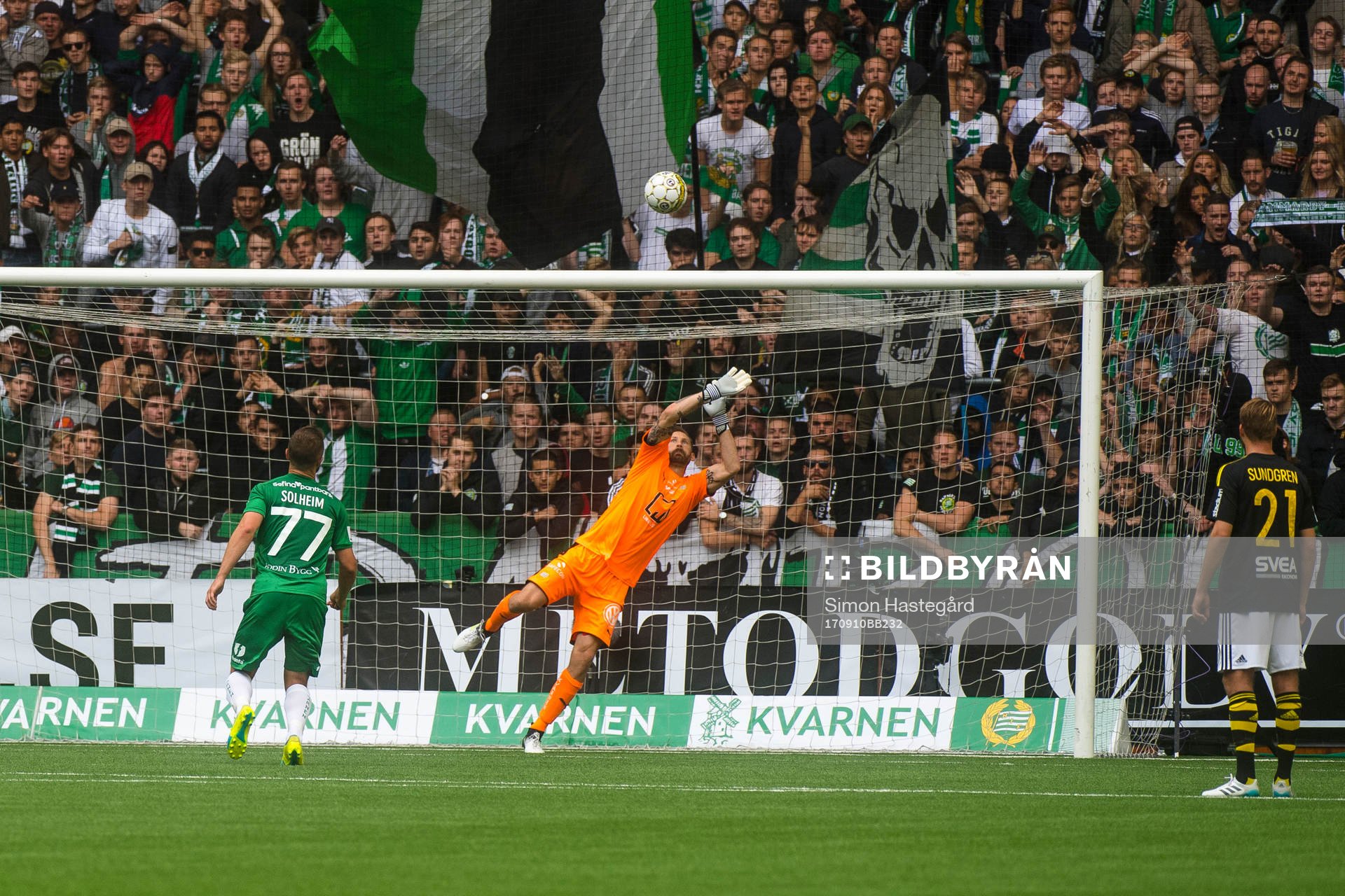 s kvitteringsmål 1-1 bakom Hammarbys målvakt Johan Wiland