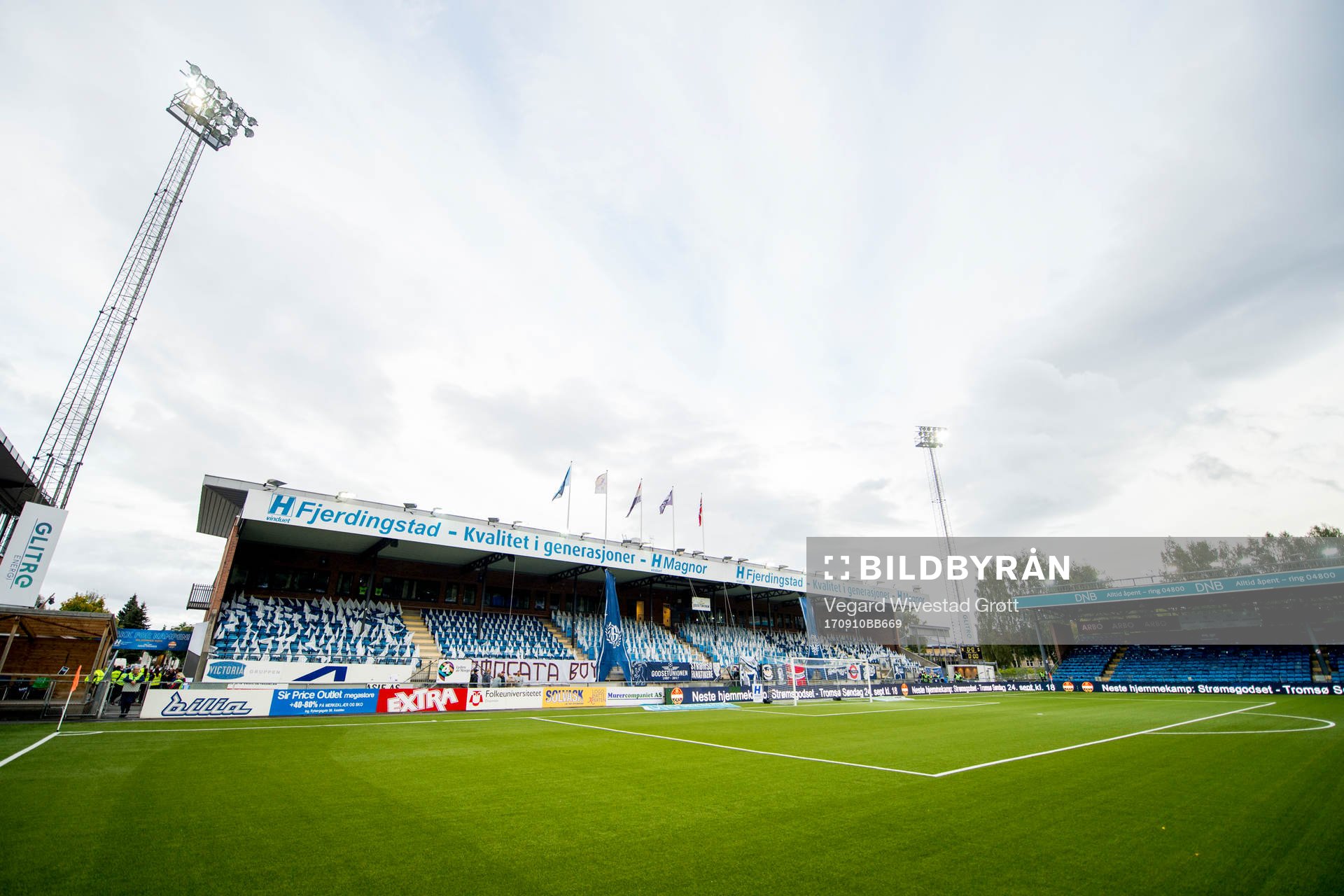 General view of Marienlyst stadion ahead of the Eliteserien match between Strømsgodset and Rosenborg on September 10, 2017 in Drammen.