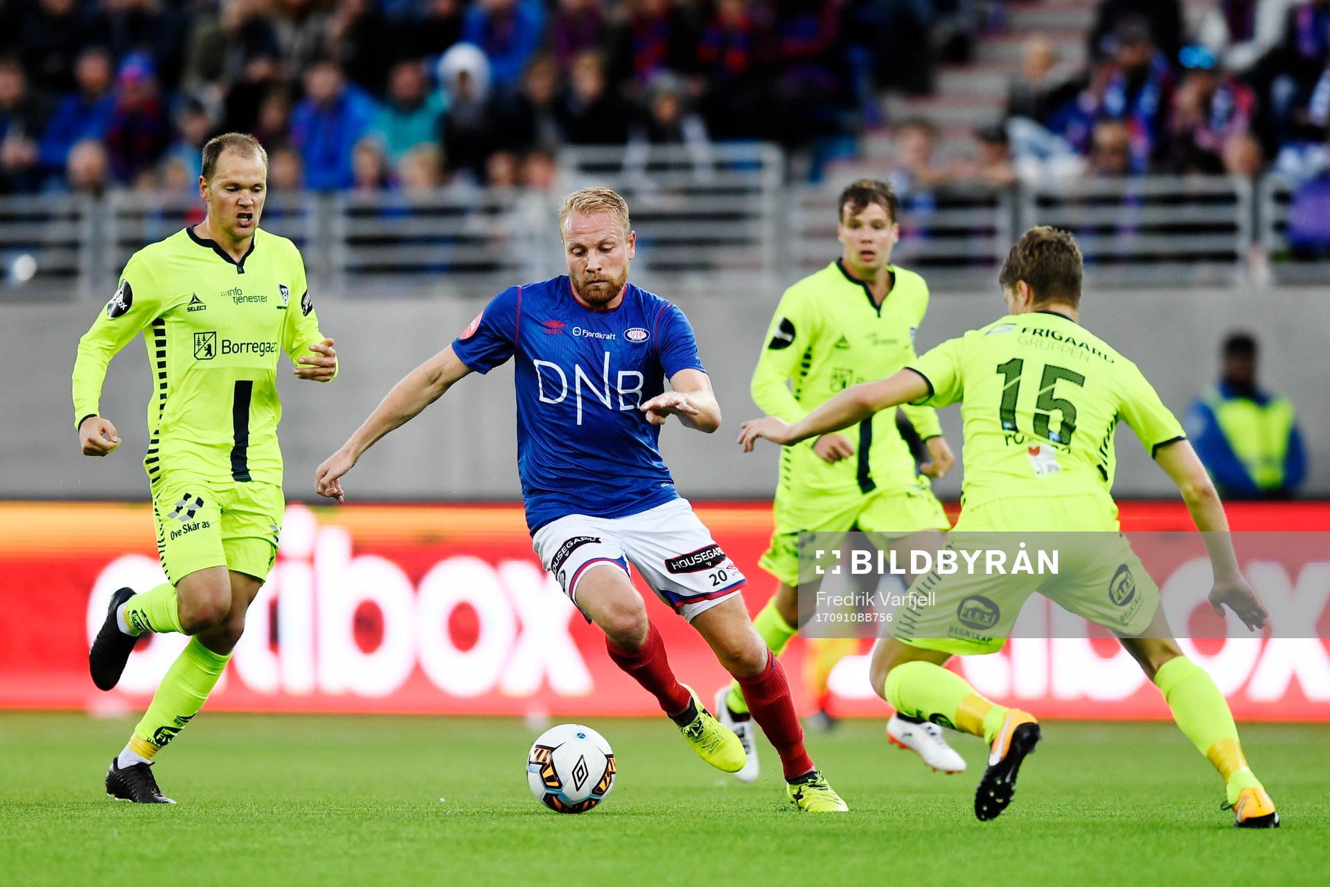 Matti Lund Nielsen and Sigurd Rosted, of Sarpsborg competes for the ball with Henrik Kjelsrud Johansen during the Eliteserien match between Vålerenga and Sarpsborg 08 on September 10, 2017 in Oslo.