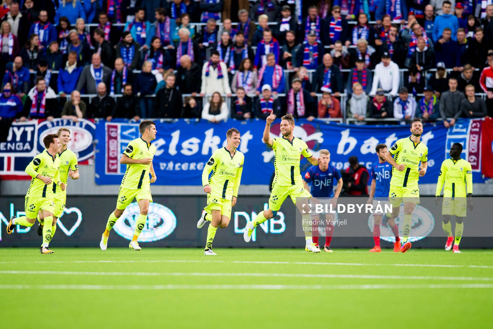 Ole Jörgen Halvorsen, of Sarpsborg 08, celebrates with his