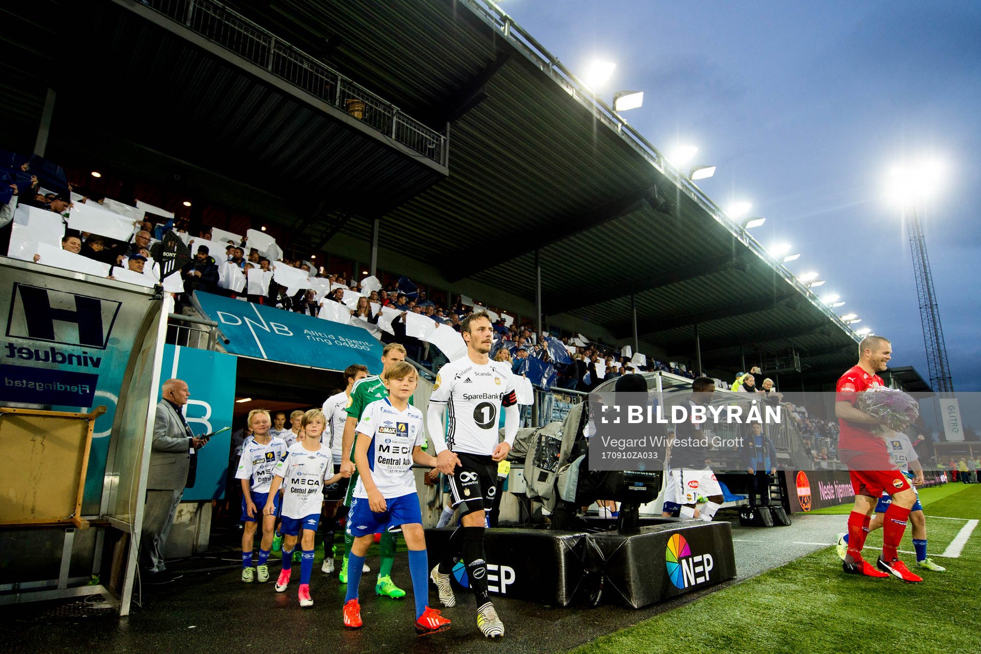 Mike Jensen of Rosenborg enters the pitch