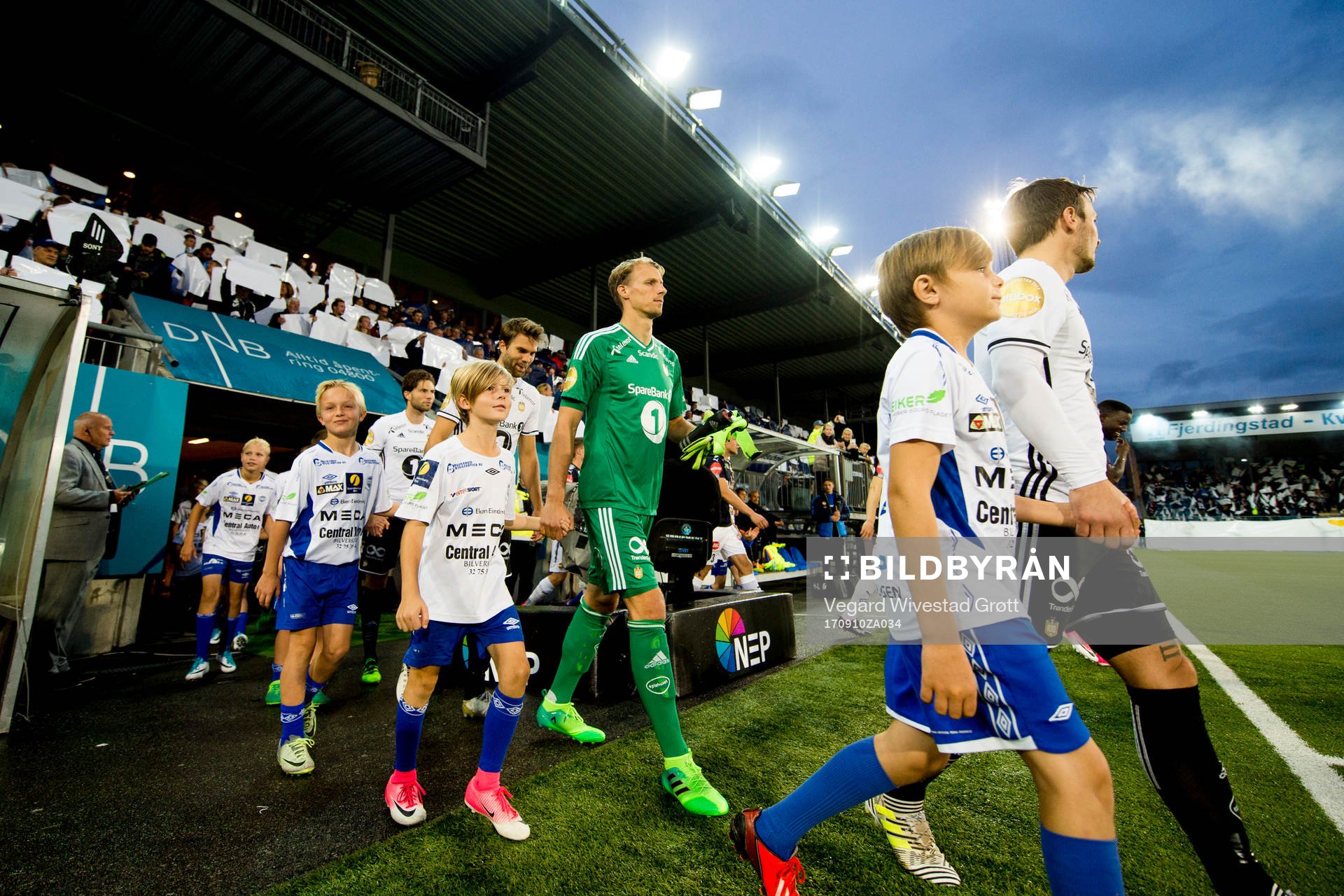 Goalkeeper André Hansen of Rosenborg enters the pitch