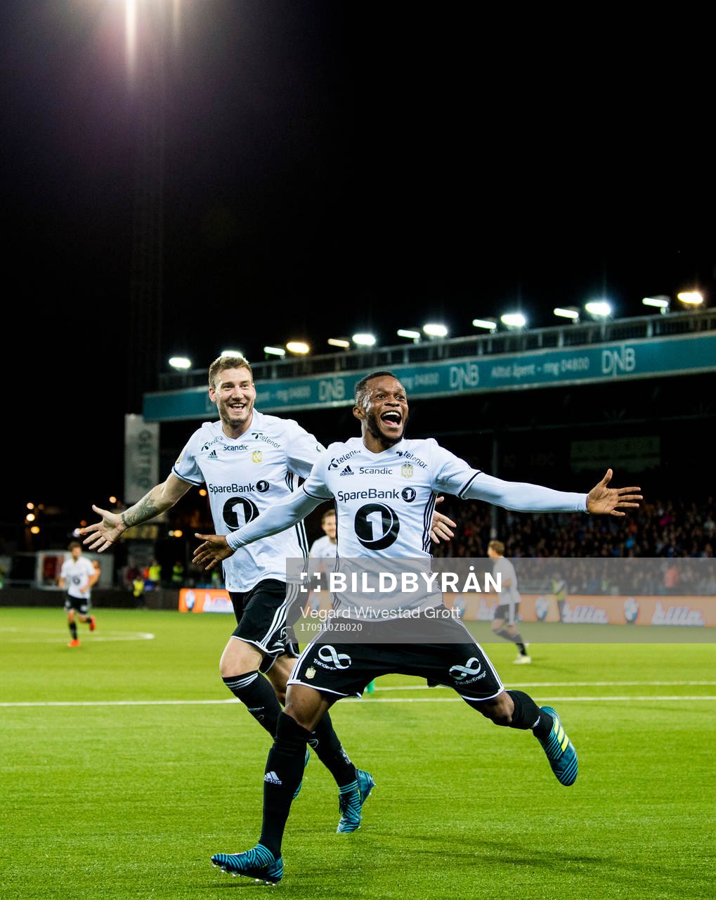 Samuel Adegbenro of Rosenborg celebrates with Nicklas