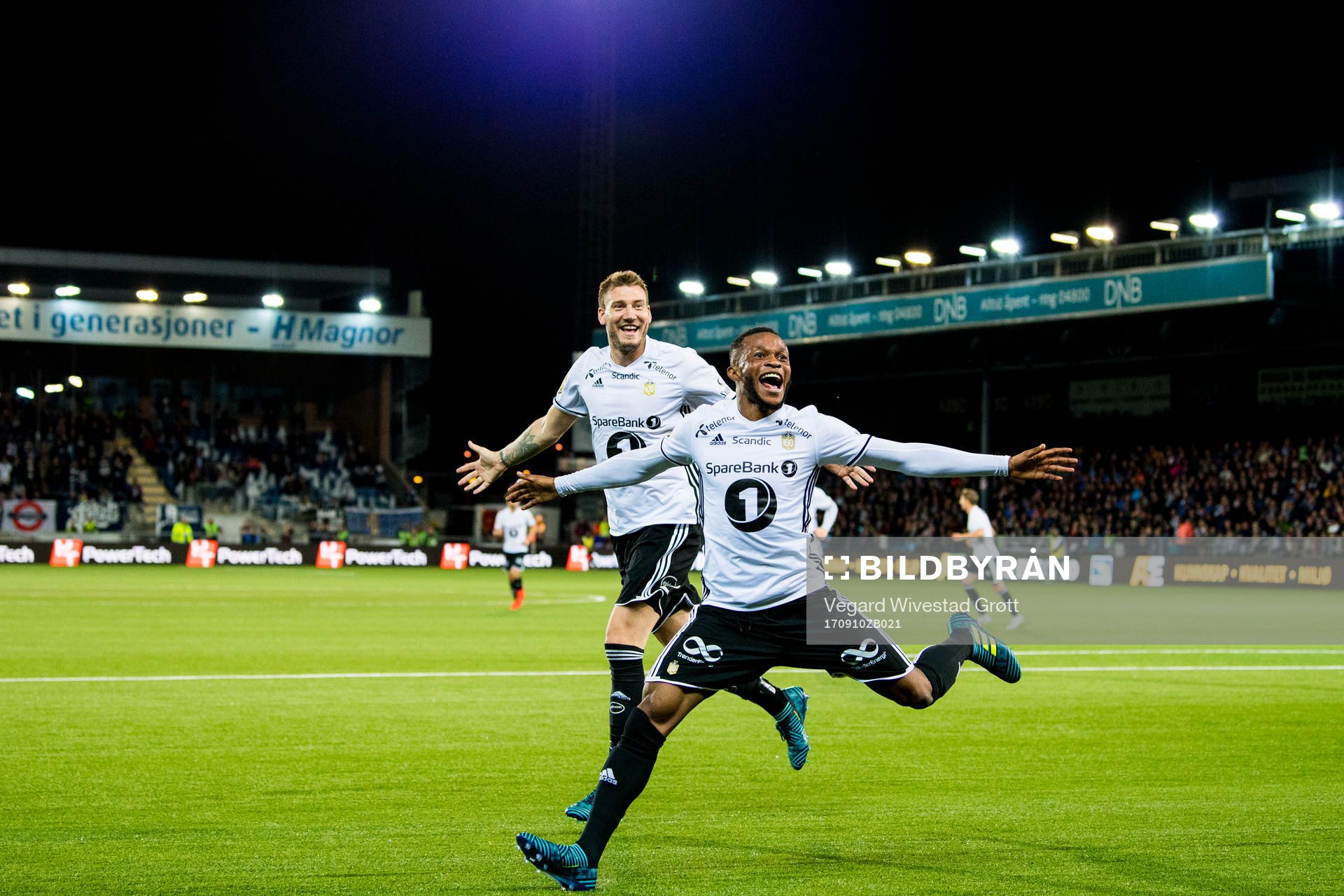 Samuel Adegbenro of Rosenborg celebrates with Nicklas