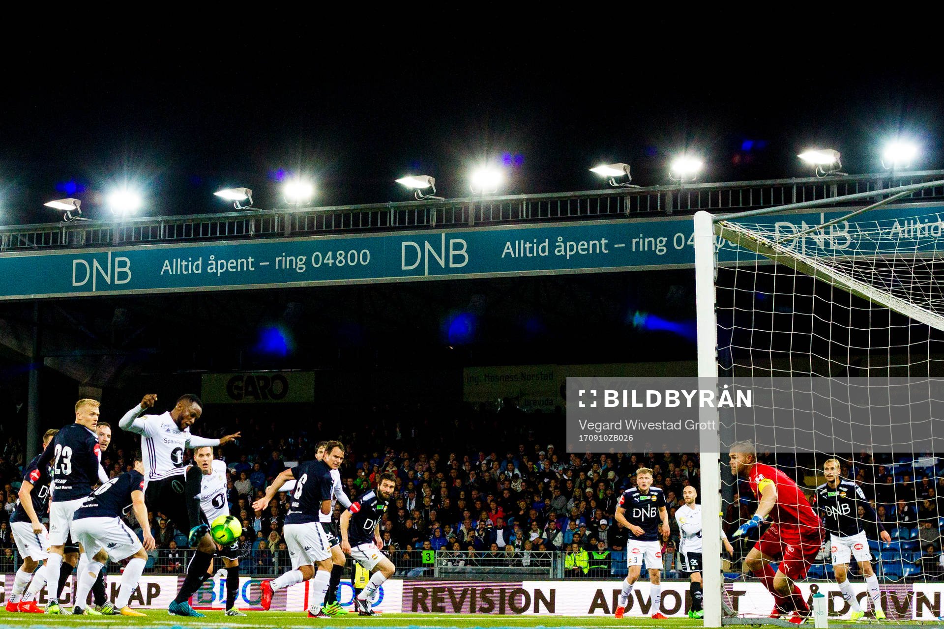 Samuel Adegbenro of Rosenborg scores 0-2 behind goalkeeper