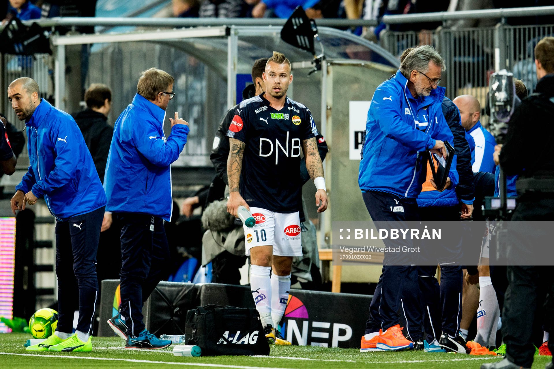 Marcus Pedersen of Strømsgodset is being substituted with