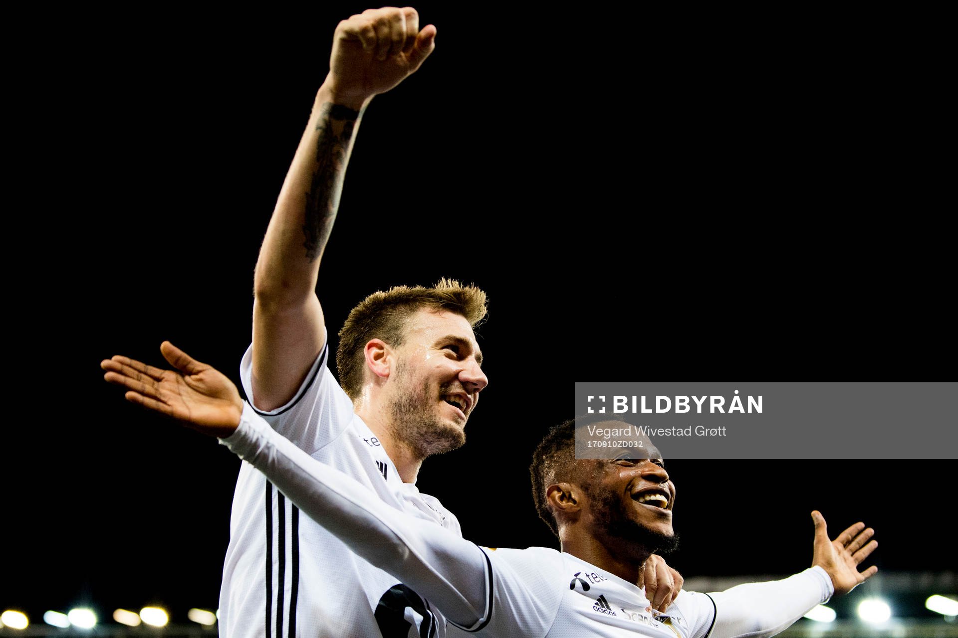 Samuel Adegbenro of Rosenborg celebrates with Nicklas