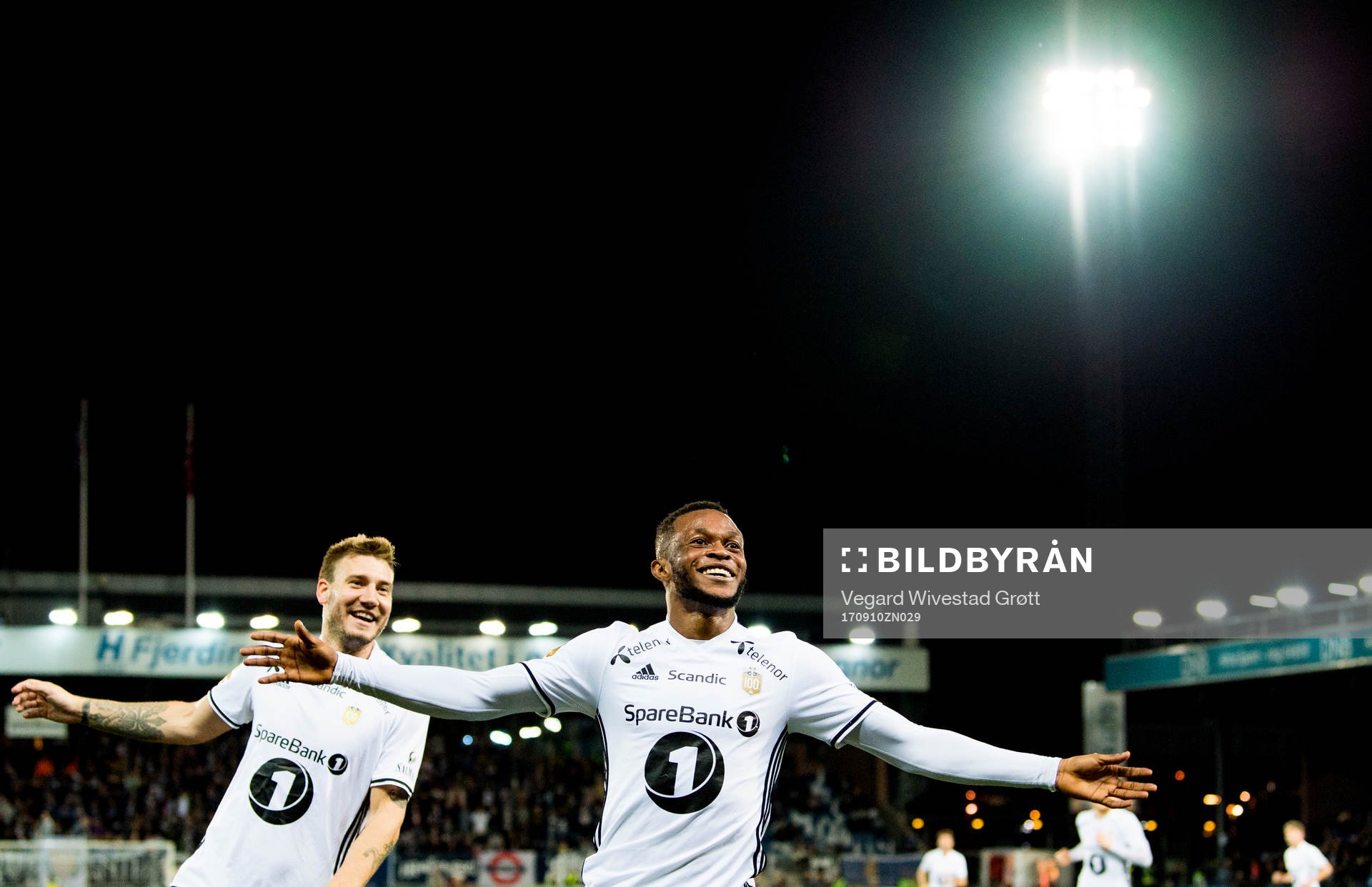 Samuel Adegbenro of Rosenborg celebrates with Nicklas